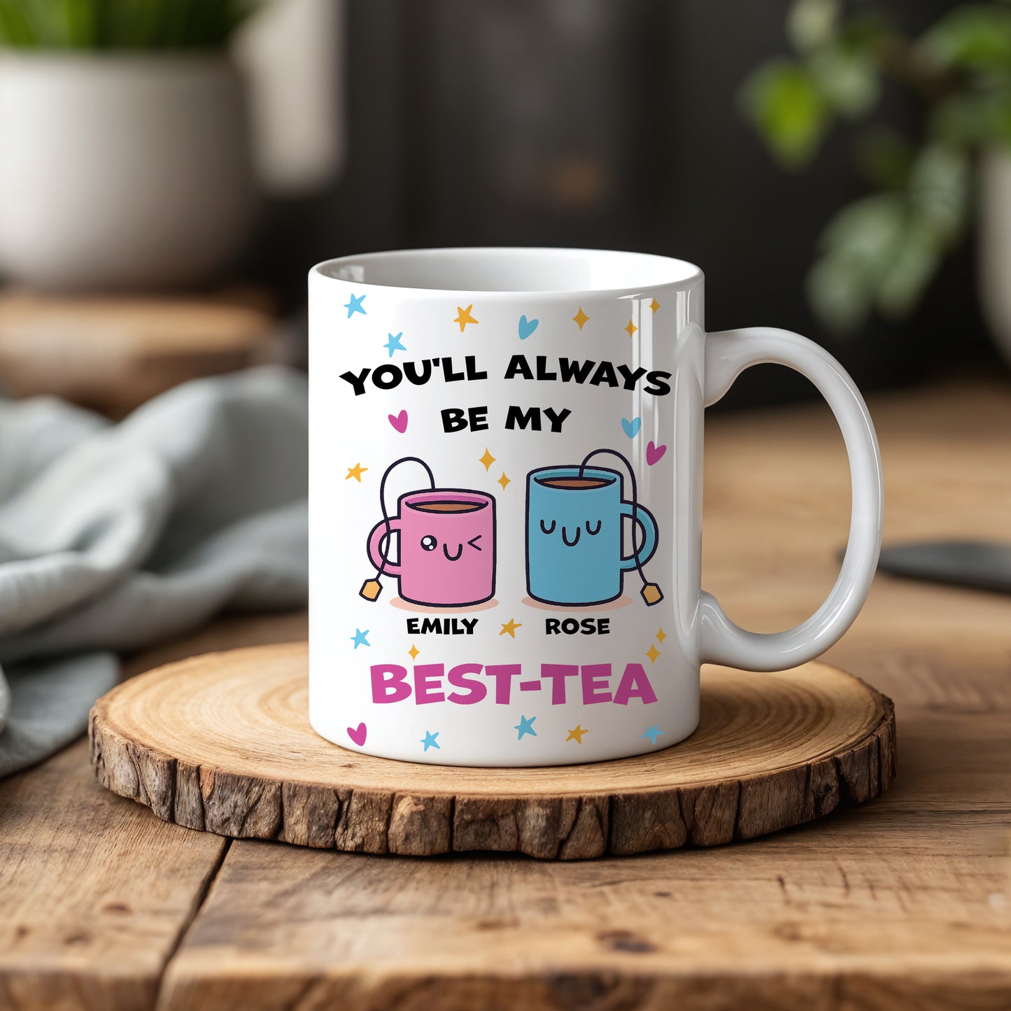 BFF Ceramic Mug, Friendship Tea Cup, Cute Bestie Gift