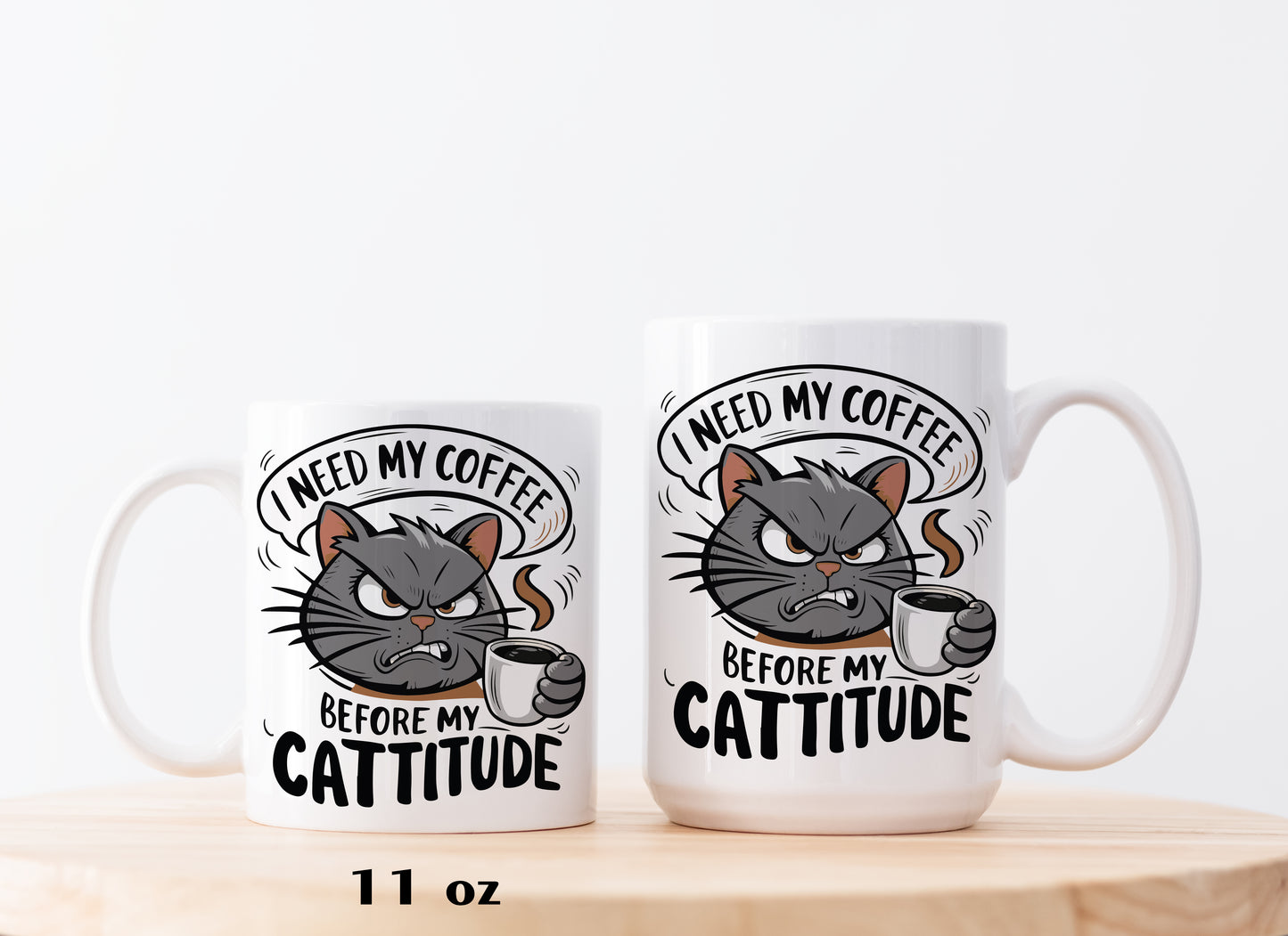 Cat Lover's Morning Mood Cup: Sassy Kitty Quote Mug