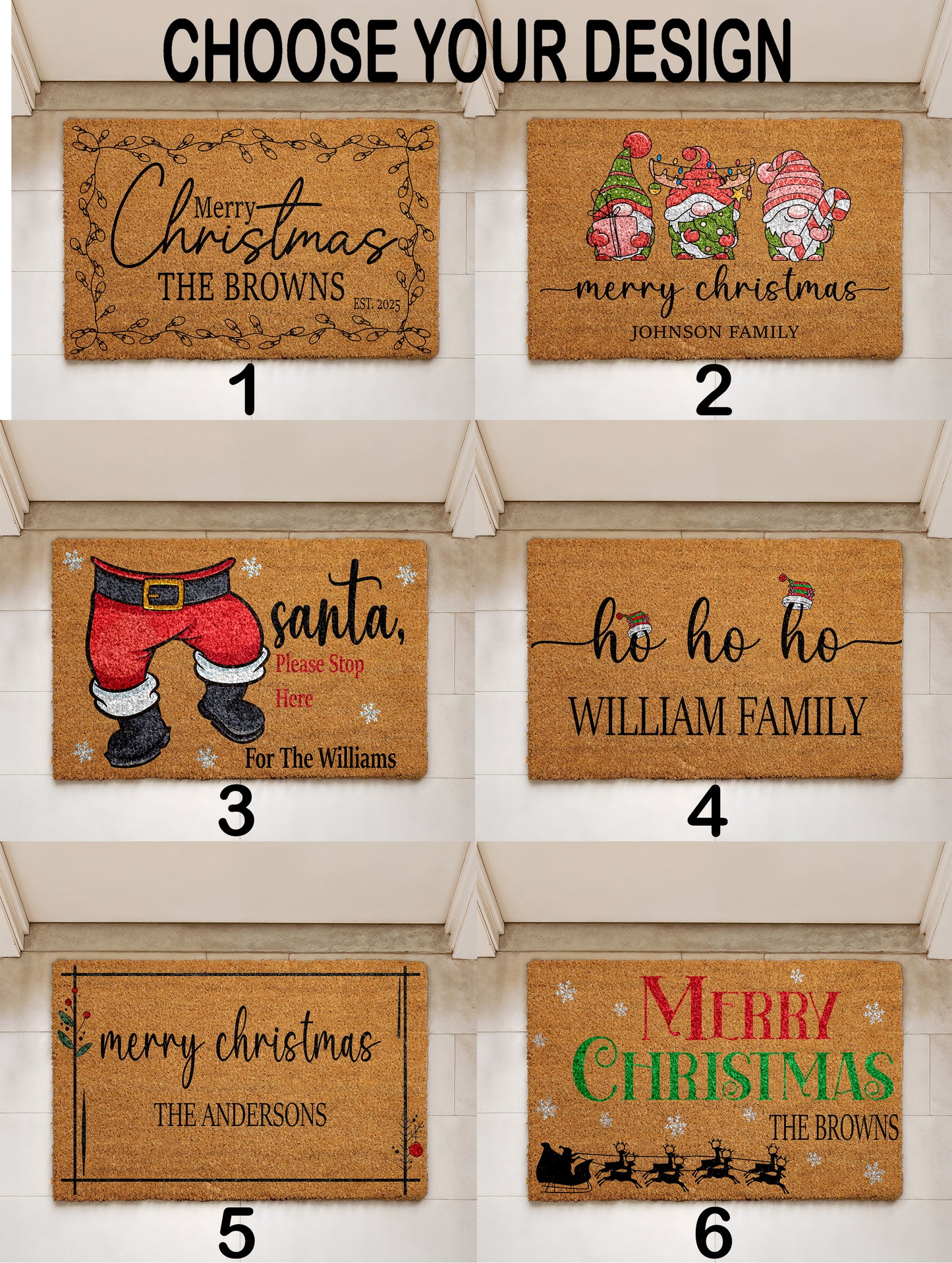 Spread Holiday Cheer with Custom Christmas Doormat, Personalized Santa Welcome Mat