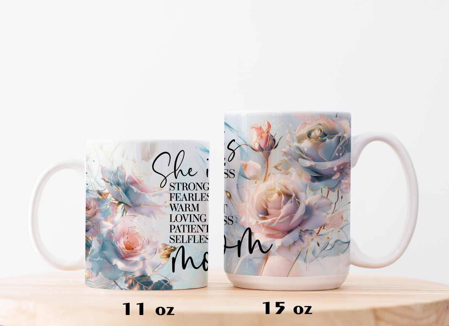 Flower Mom Ceramic Mug, Strong and Selfless Mother's Day Tea Cup