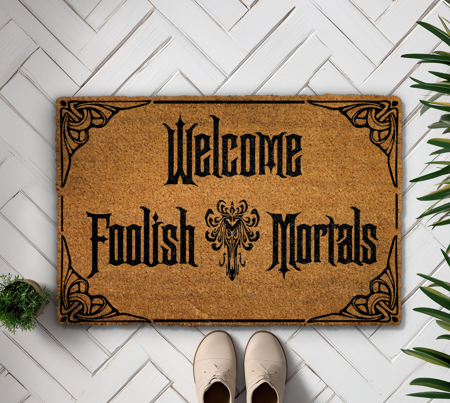 Spooky Season Welcome: Haunted Mansion Doormat for Your Outdoor Decor