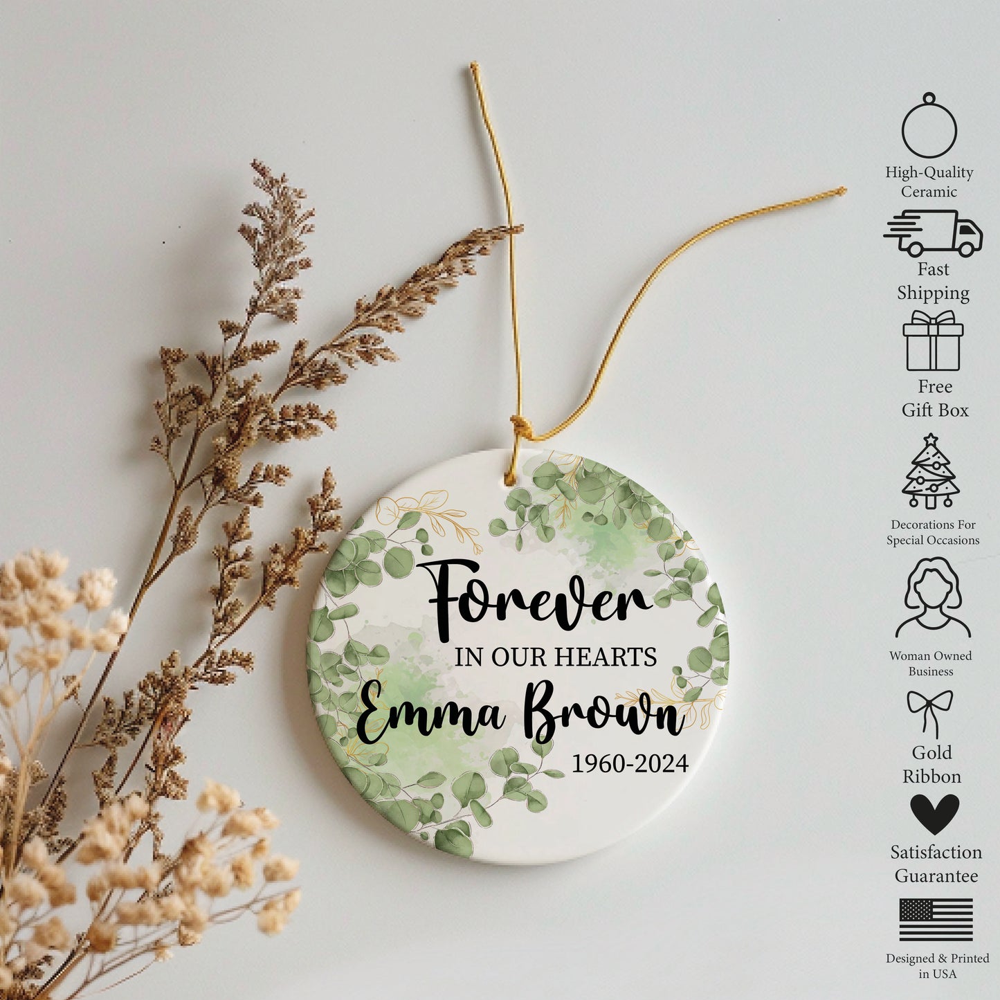 Honor their memory with a personalized ceramic ornament.