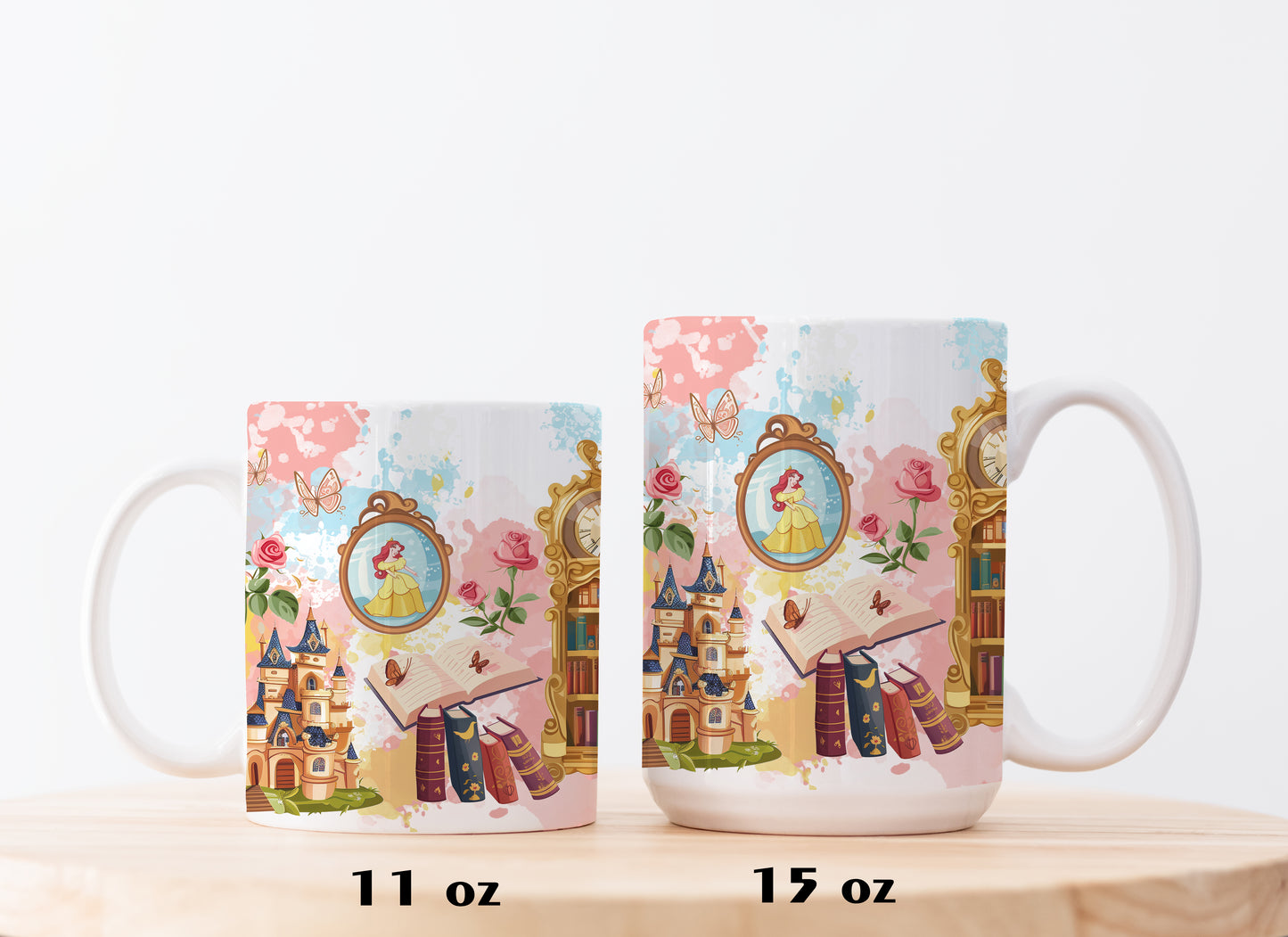 Belle inspired ceramic mug, perfect Disney gift for girls.