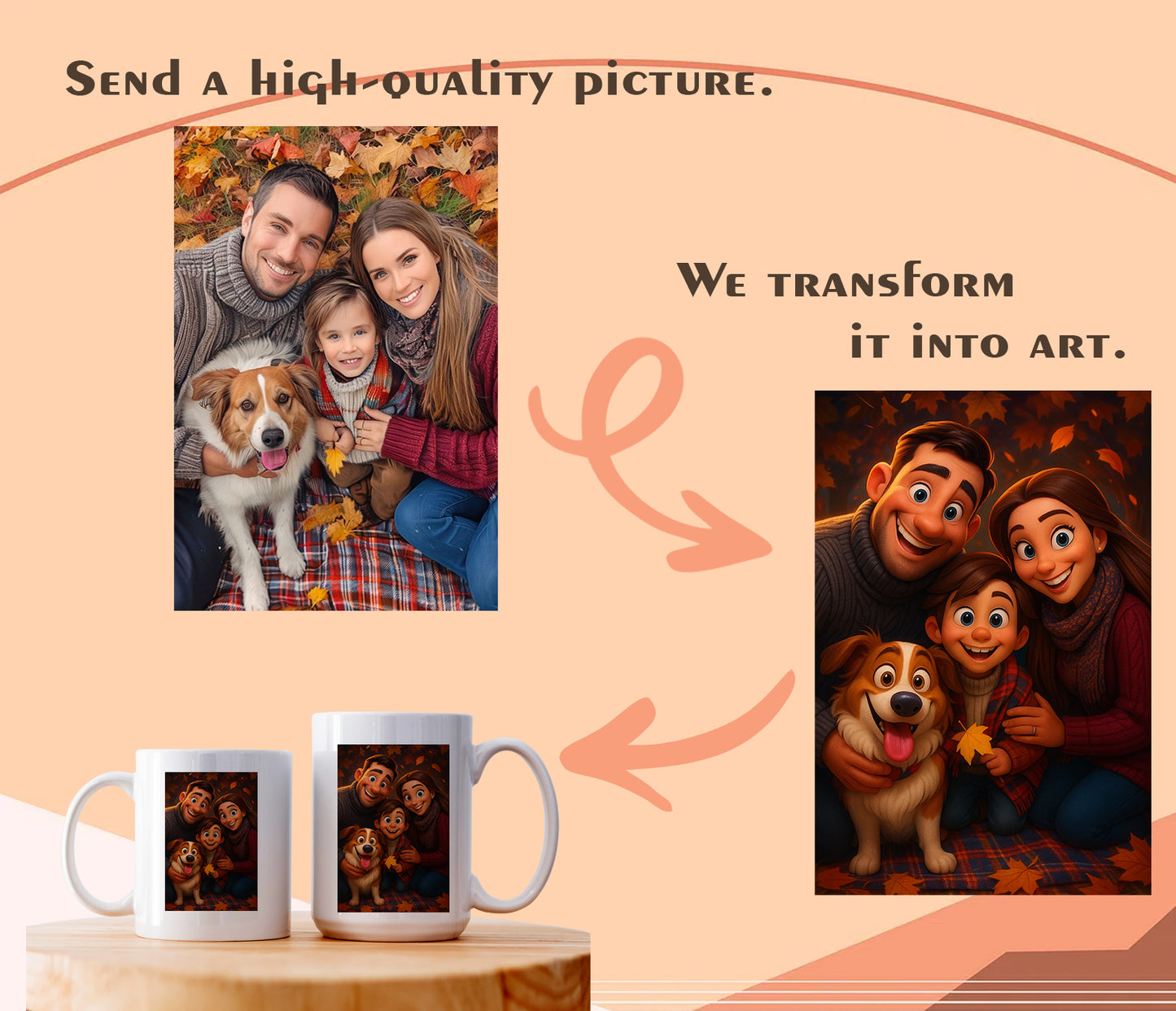 Personalized Cartoon Family Portrait Mug, Ideal Gift for Mom, Dad