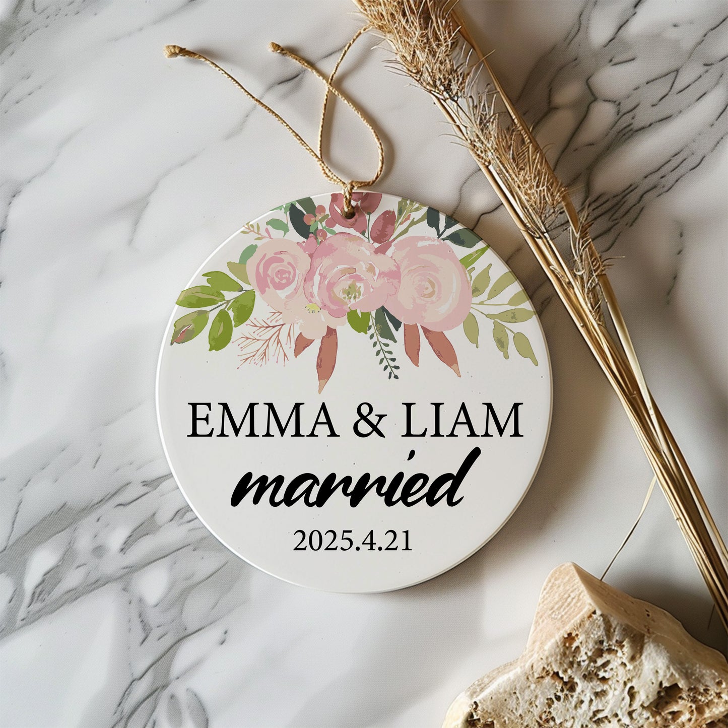 Custom Wedding Ornament, Personalized Marriage Decor & Bridal Shower Gift