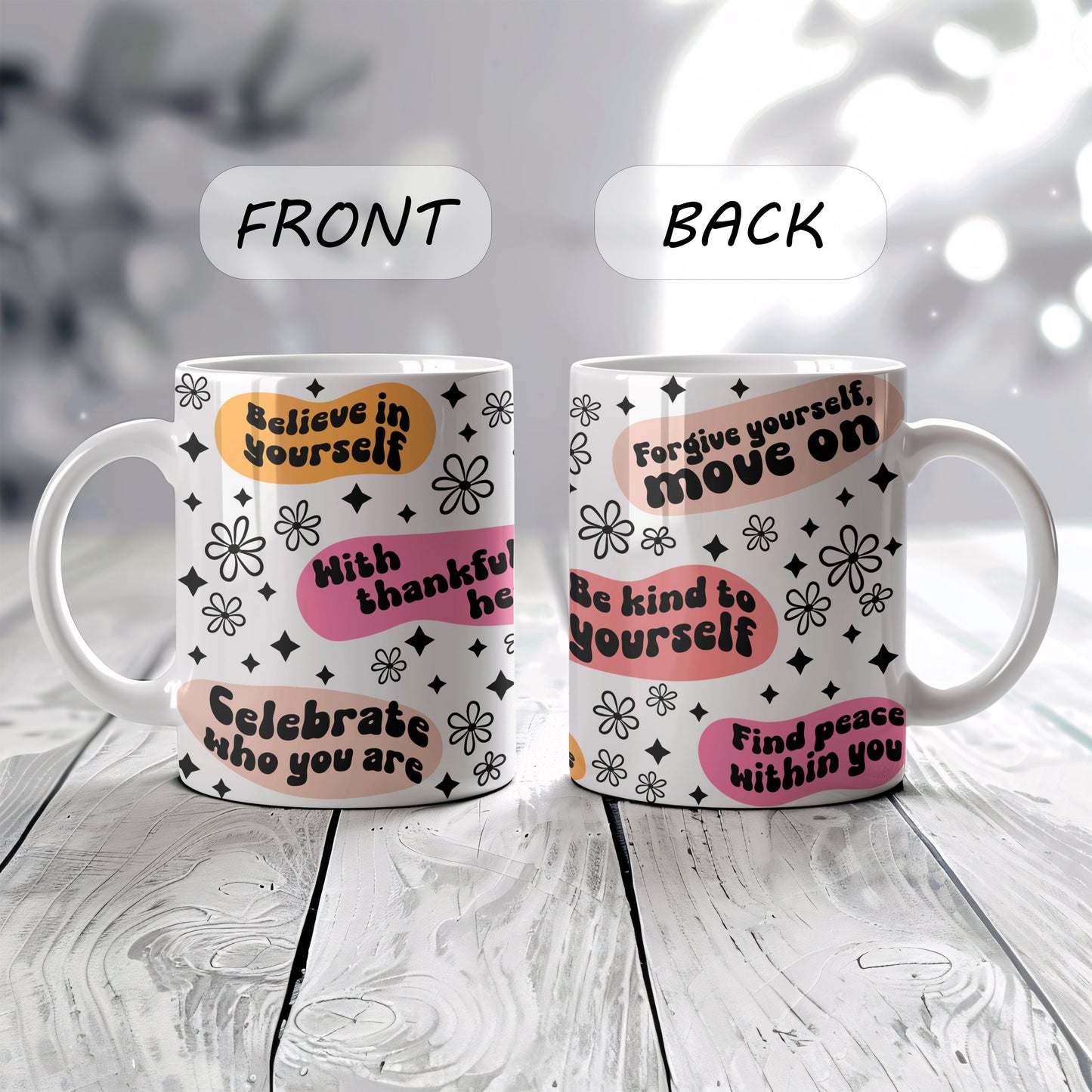 Vibrant Daisy Motivational Mug, Stylish Gift for Positive Vibes!