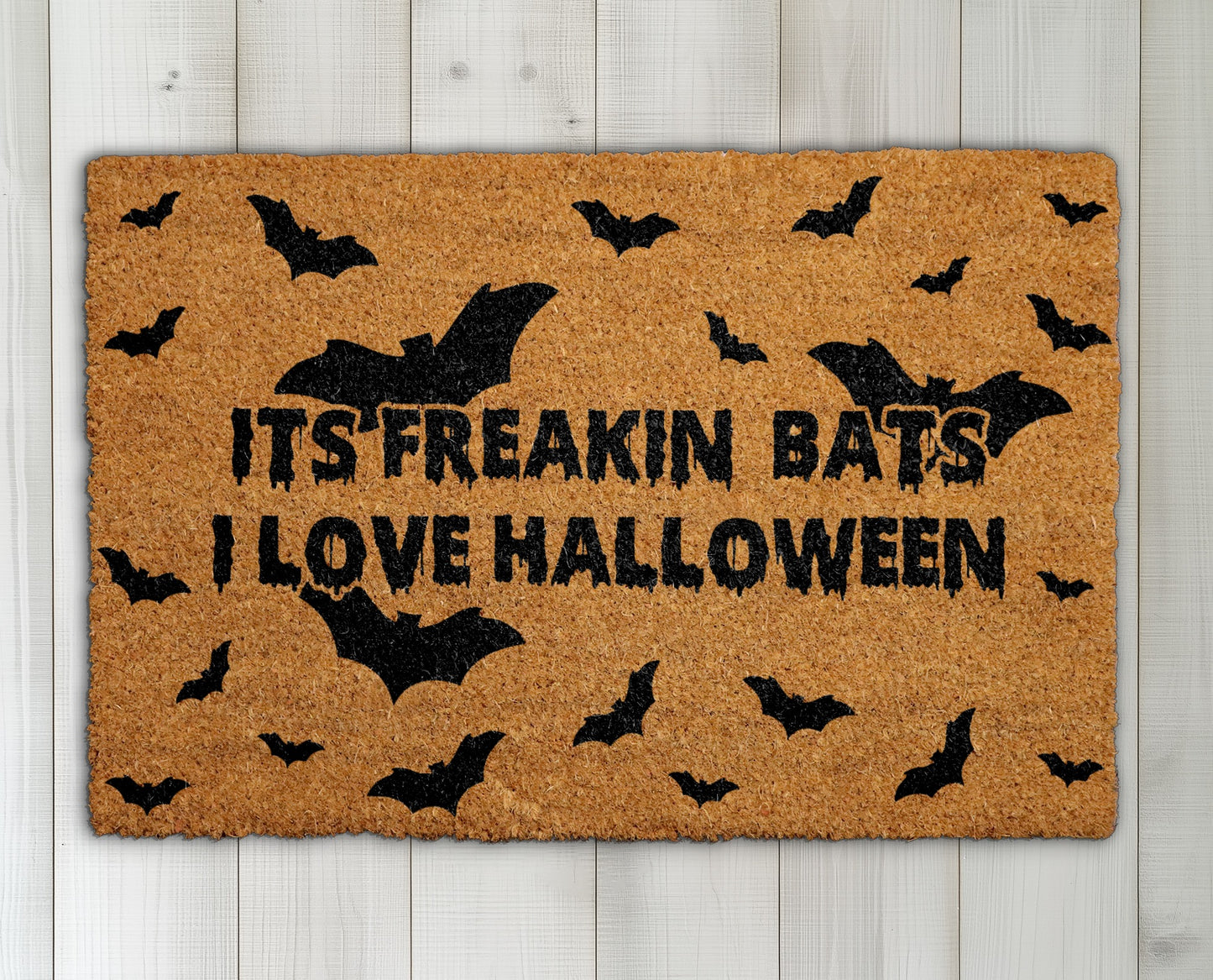 Freakin' Bats Doormat: Spooky Season Welcome Mat, Funny Housewarming Gift