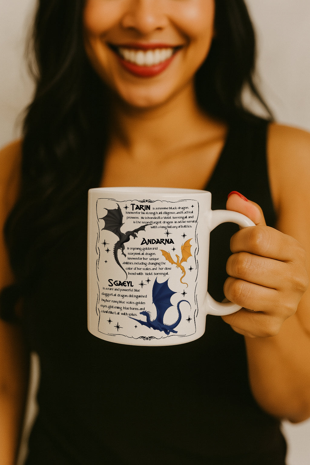Unique Dragon Trio Ceramic Fantasy Mug, Ideal Gift for Readers