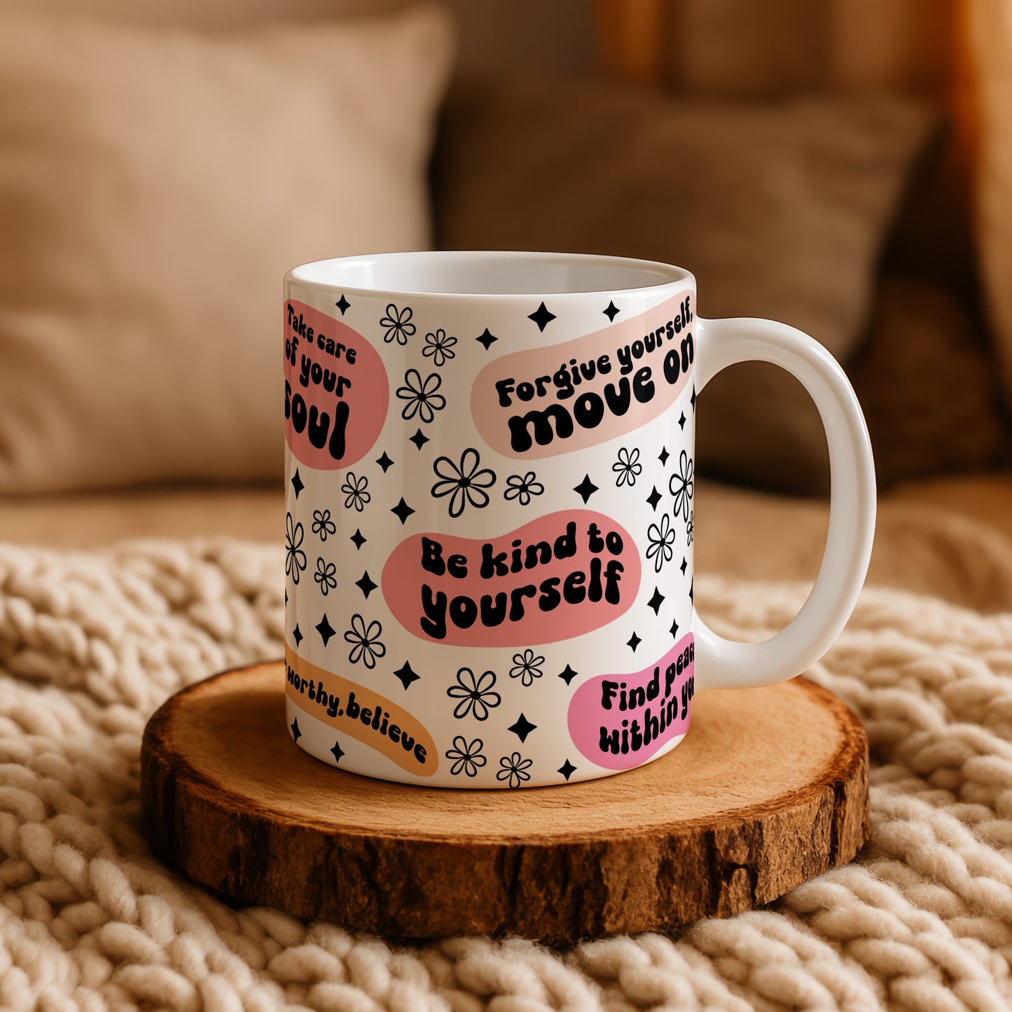 Vibrant Daisy Motivational Mug, Stylish Gift for Positive Vibes!
