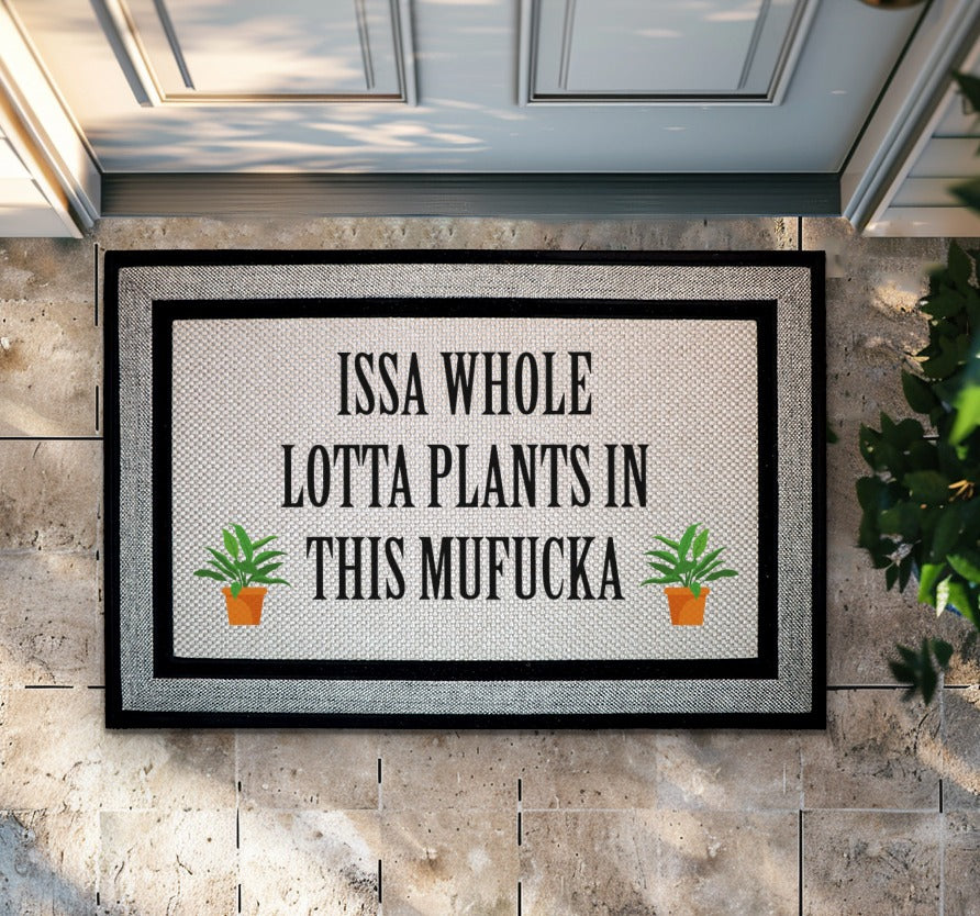 Botanical Welcome Mat, Funny Plant Lover Rug for Patio Decor