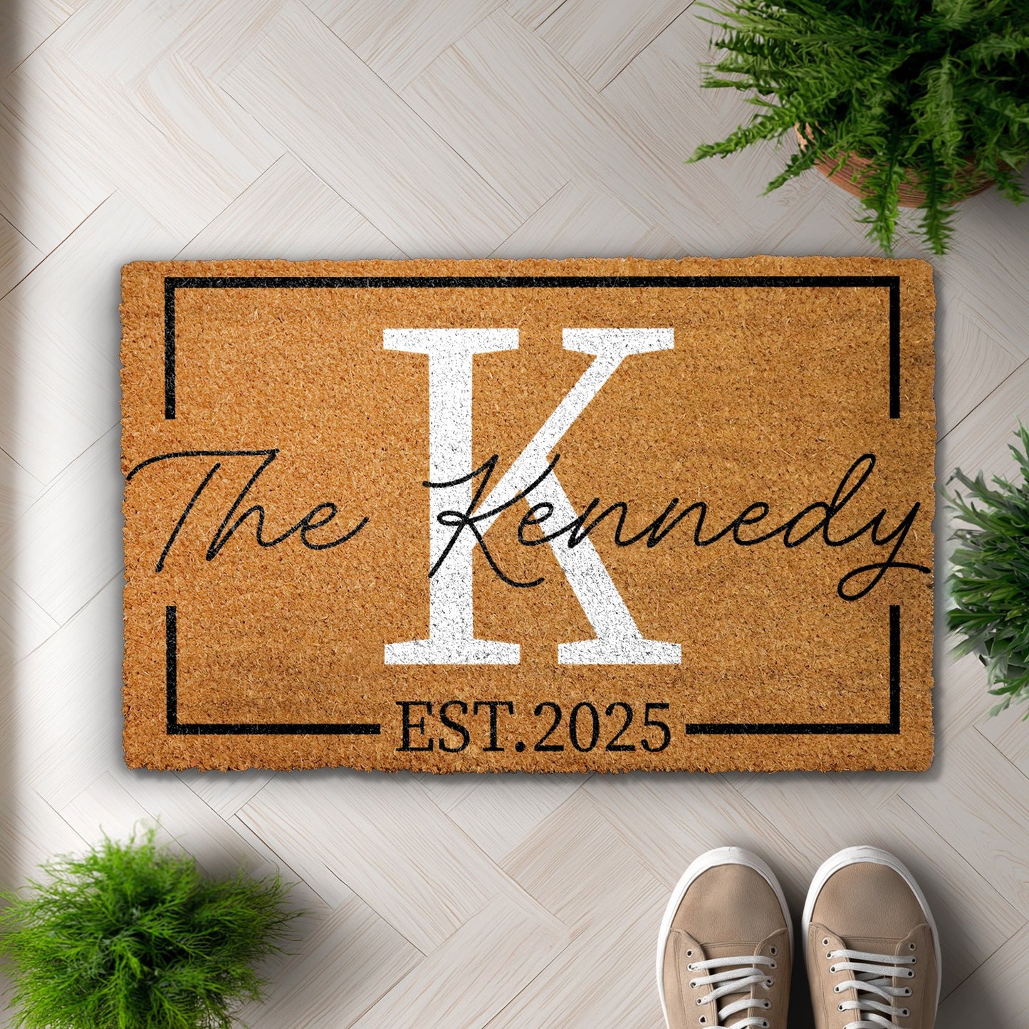 Custom Family Name Welcome Mat, Personalized Last Name & Est. Year