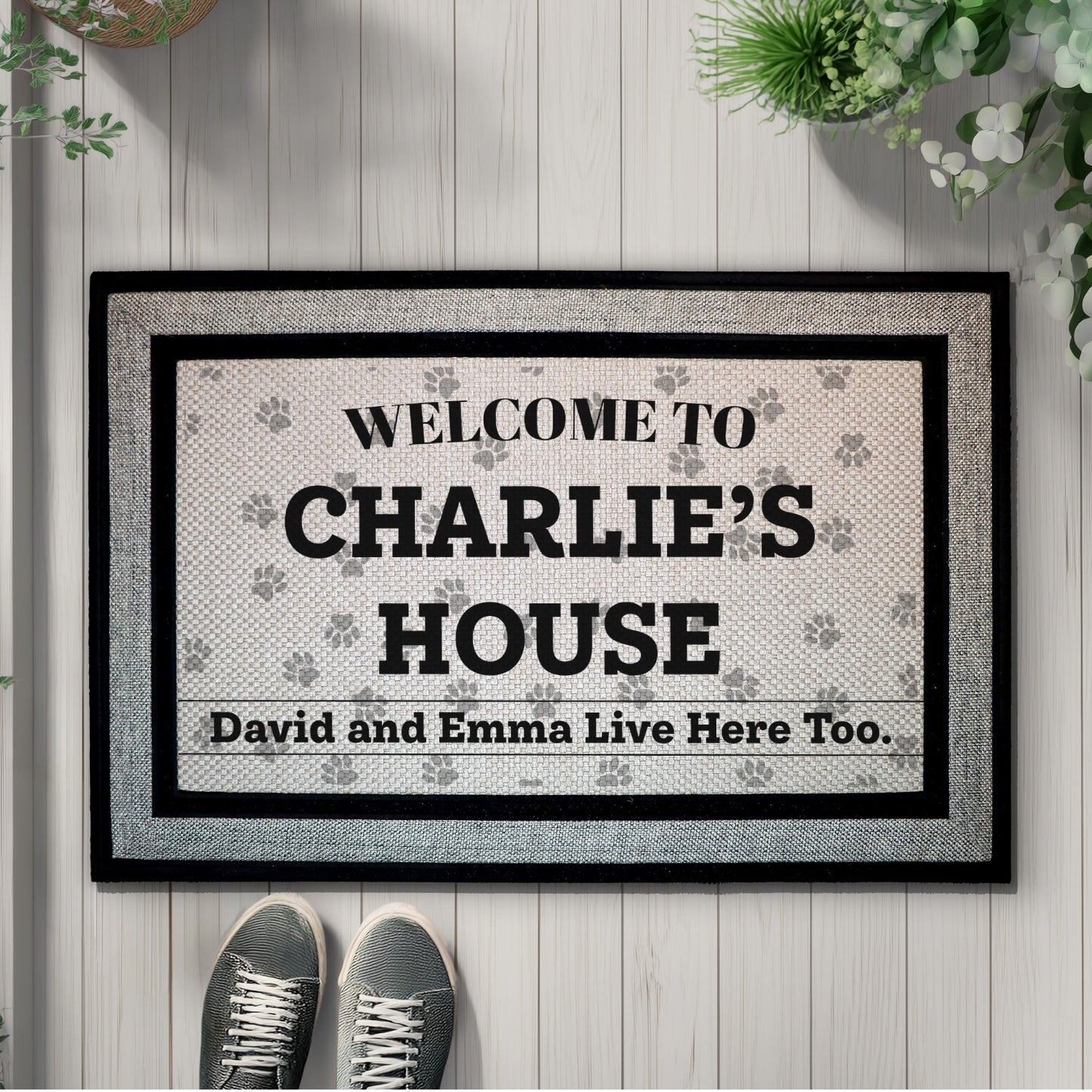 Personalized Pet House Doormat, Funny Welcome Mat for Pet Lovers