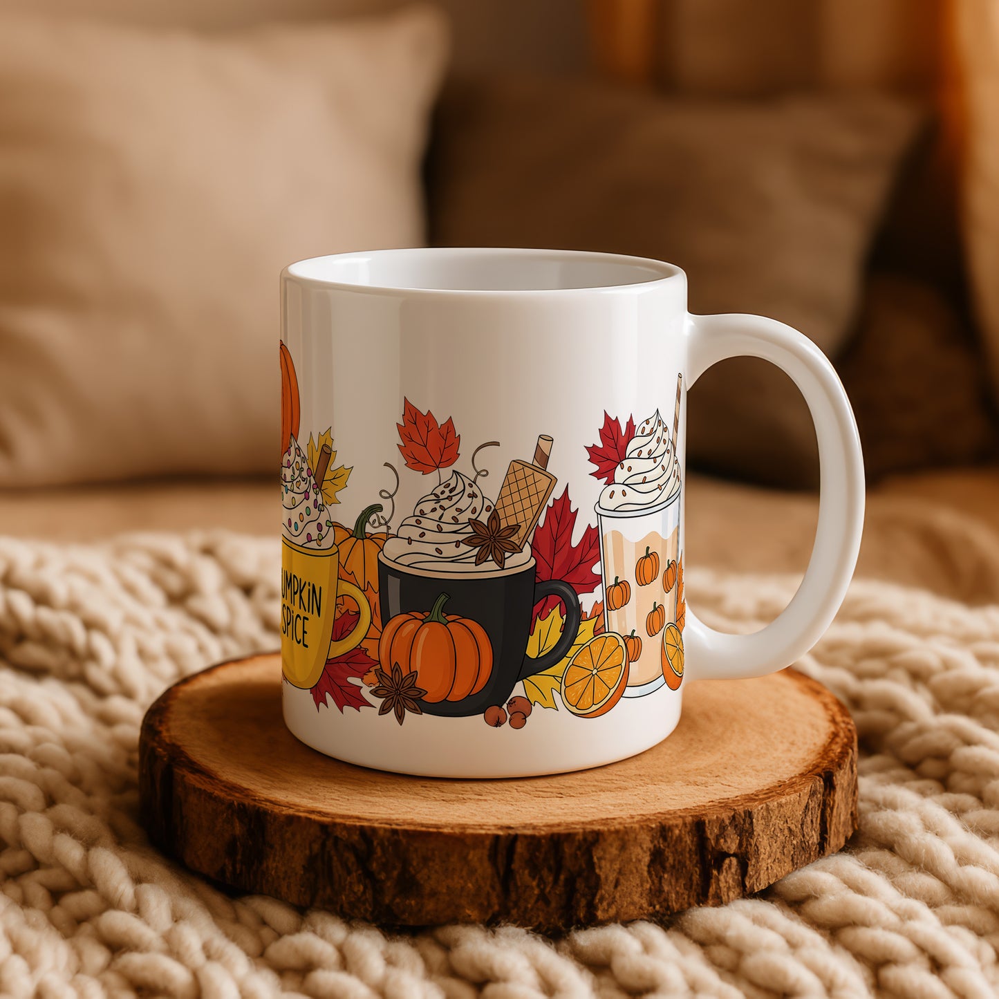 Pumpkin Spice Latte Ceramic Cup, Autumn Vibes Pottery Mug