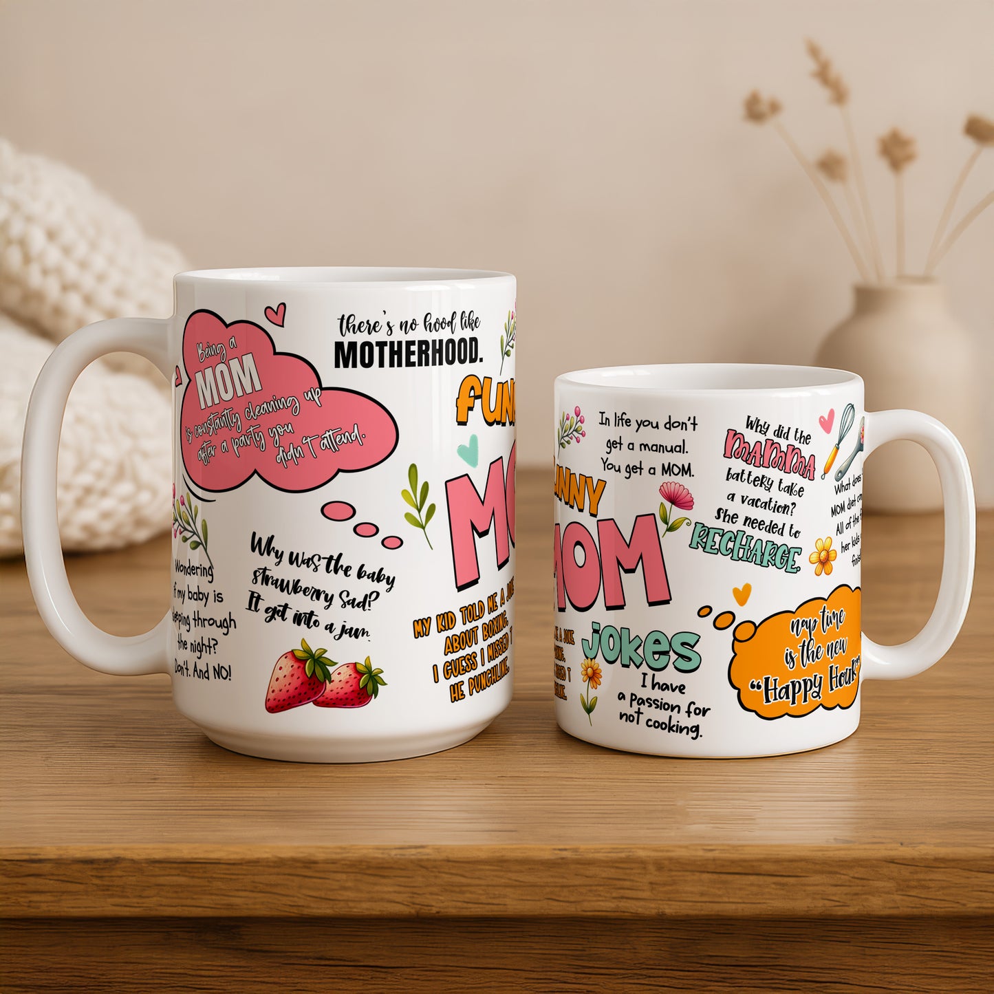 Hilarious Mom Jokes Mug, Humorous Mother's Day Gift Cup