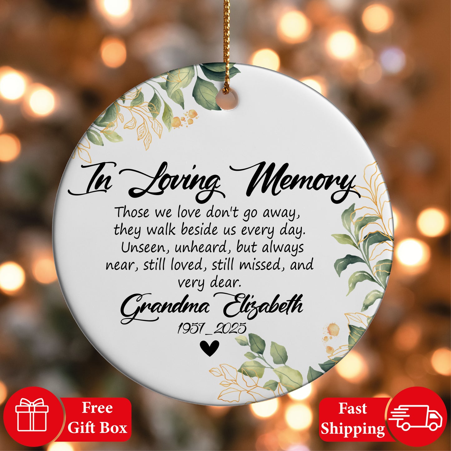 Personalized Grandma Remembrance Ornament, Emotive Bereavement Keepsake