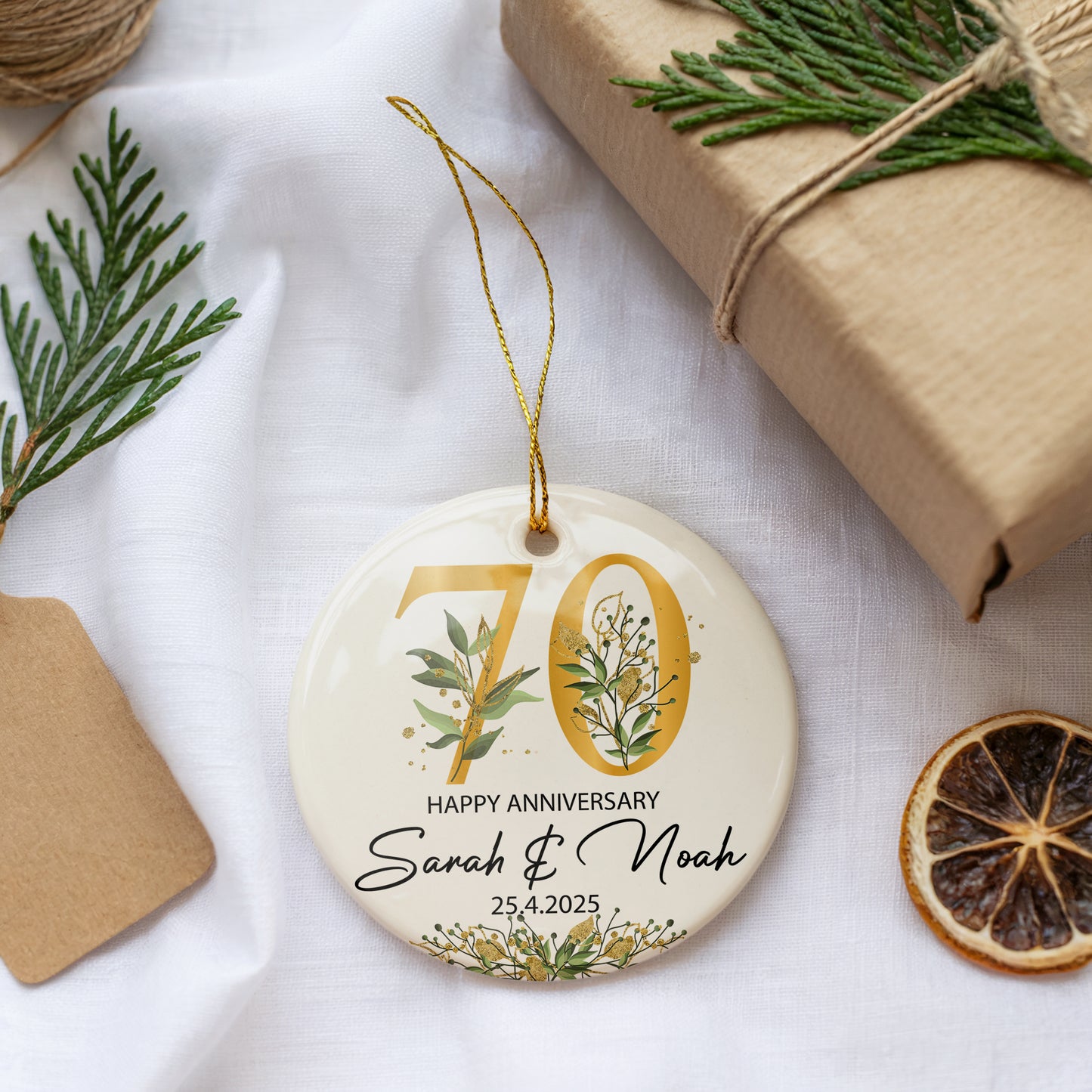 Personalized Floral Anniversary Ornament, Romantic Marriage Keepsake