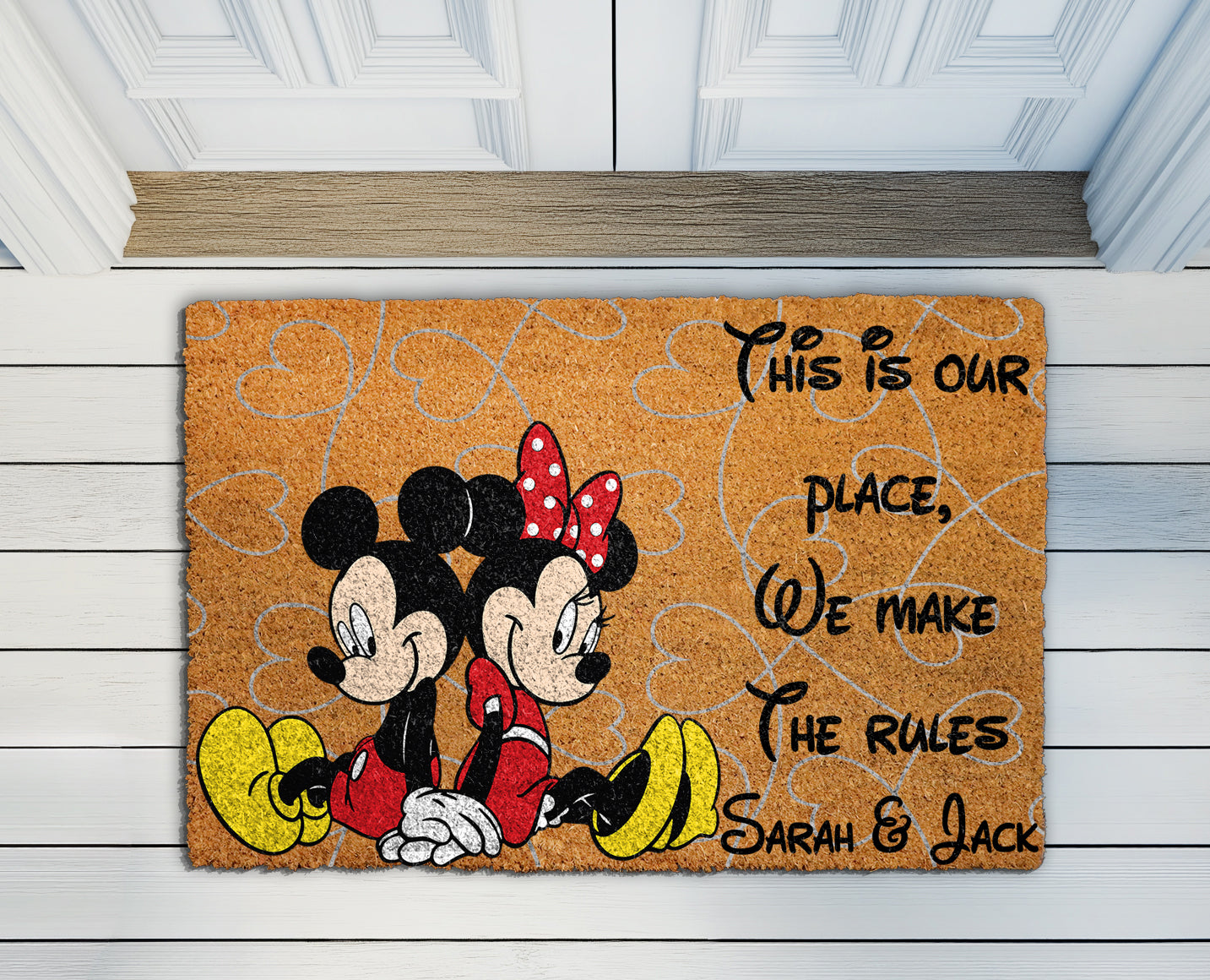 Personalized Disney Doormat, Custom Names, Cute Housewarming Entryway Decor
