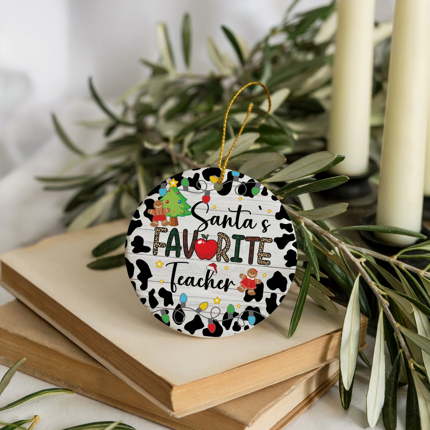 Santa's Favorite Teacher Ornament, Appreciation Gift, Class Keepsake, Christmas Bulk