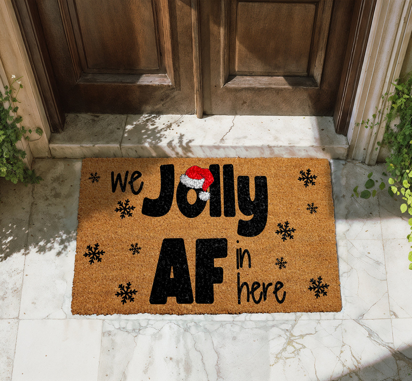 Spread Cheer with Our Jolly AF Christmas Doormat, Funny Decor