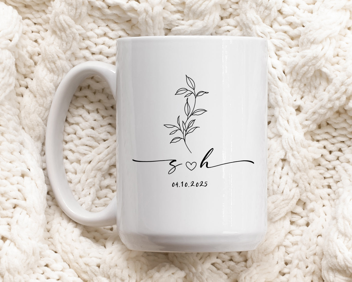Couple Initials Ceramic Cup, Valentine's Day Gift Coffee Mug, Anniversary Tea