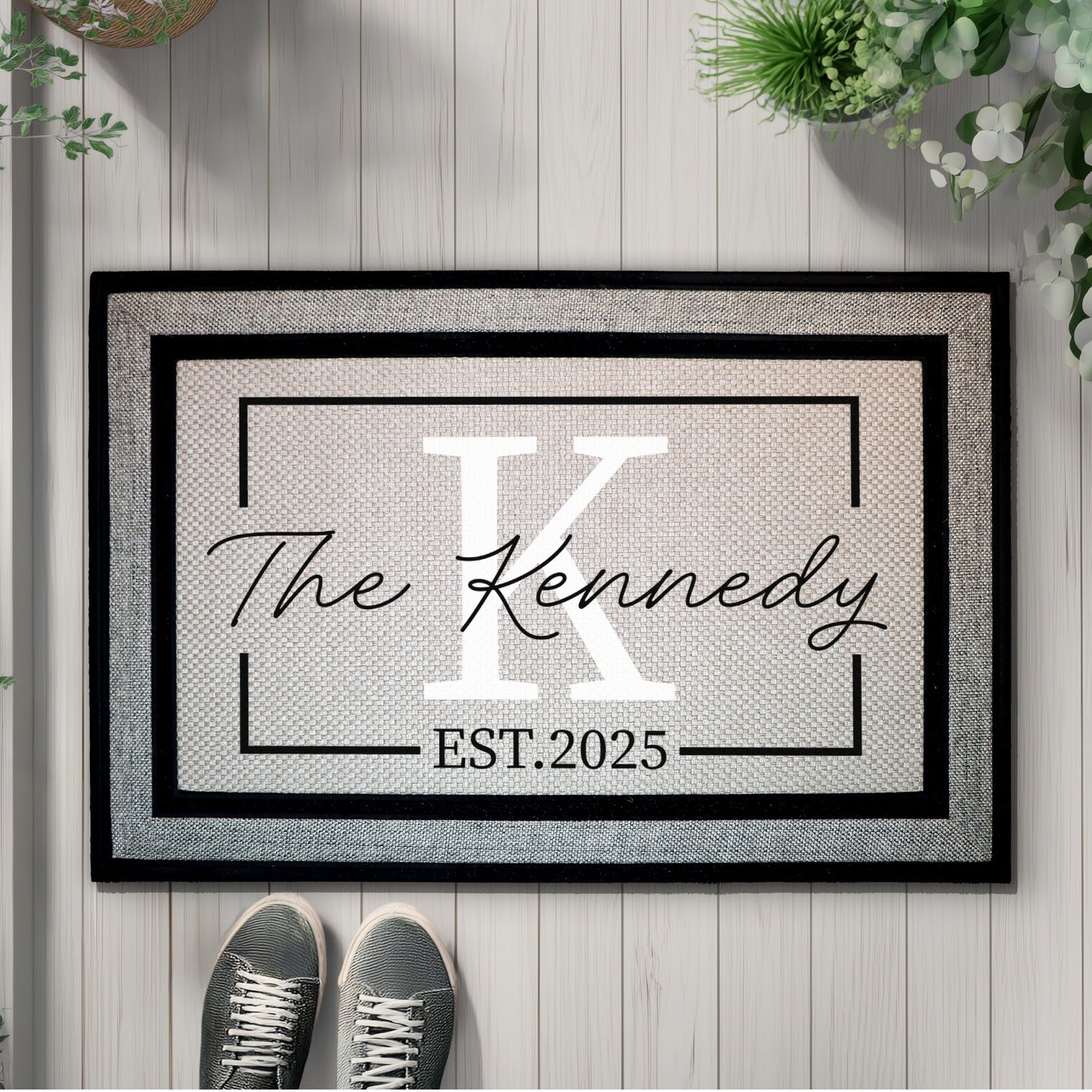 Personalized Last Name Doormat, Initial Welcome Mat, Anniversary Couple Gift