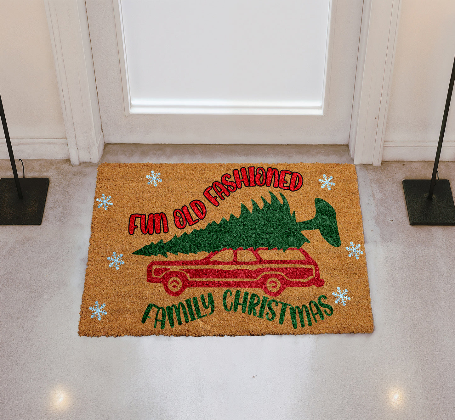 Rustic Christmas Doormat, Festive Welcome Mat for Cozy Holiday Decor