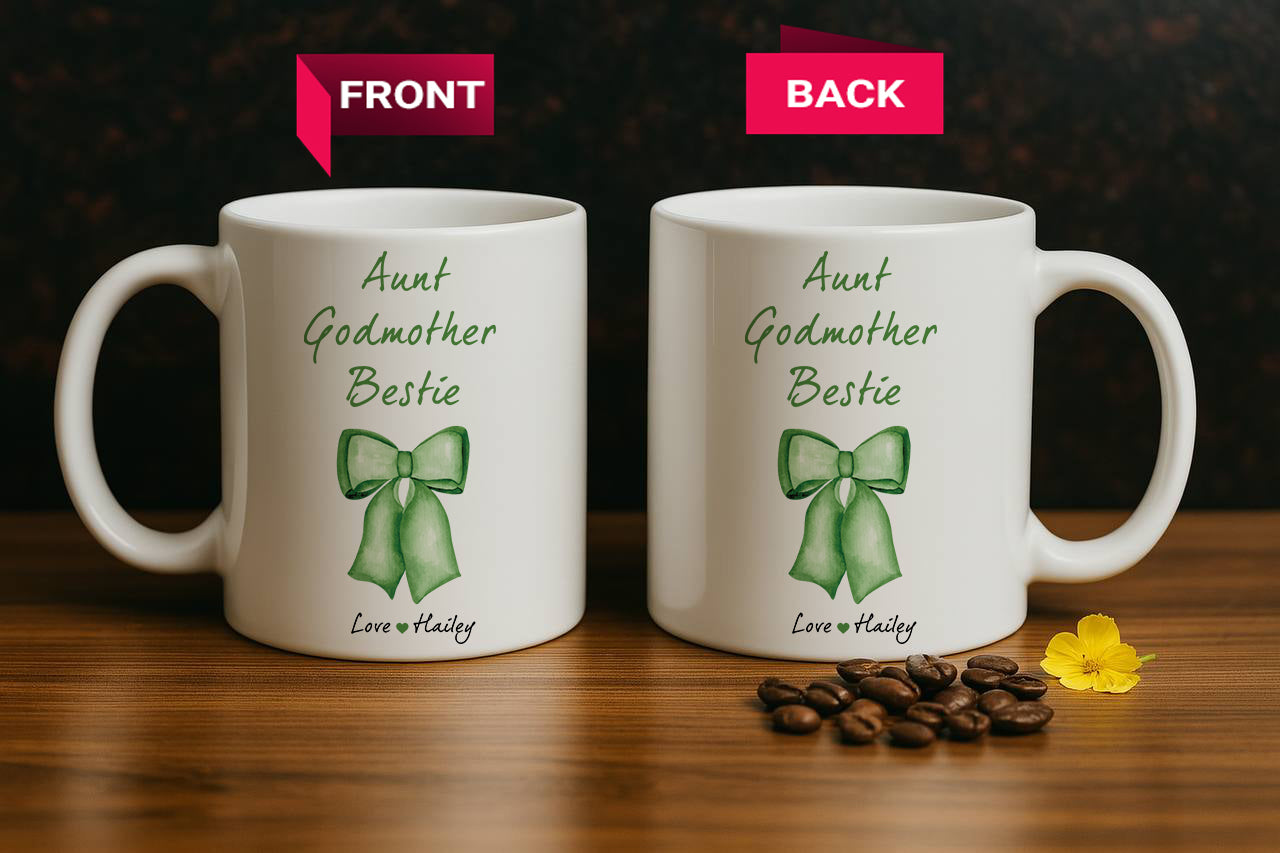 Personalized Godmother Proposal Ceramic Mug, Coquette Auntie Gift Drinkware