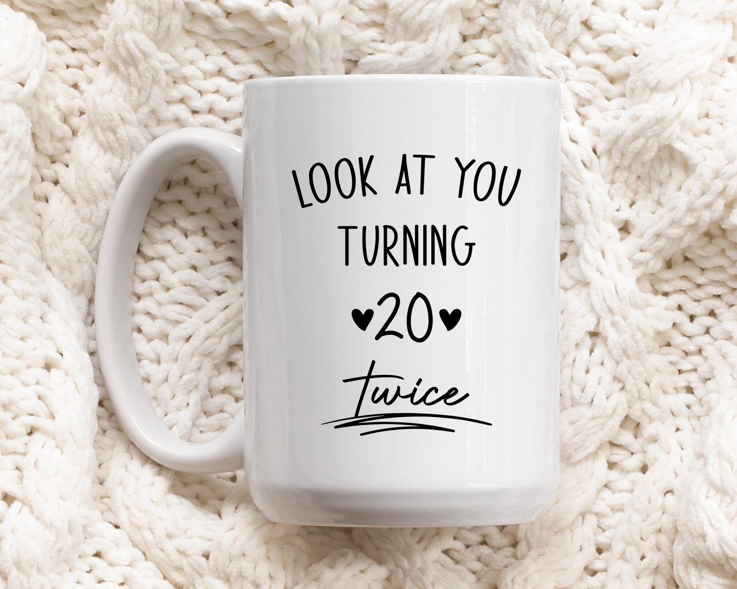 Personalized Double 20 Birthday Ceramic Mug, Hilarious Gift for Friends