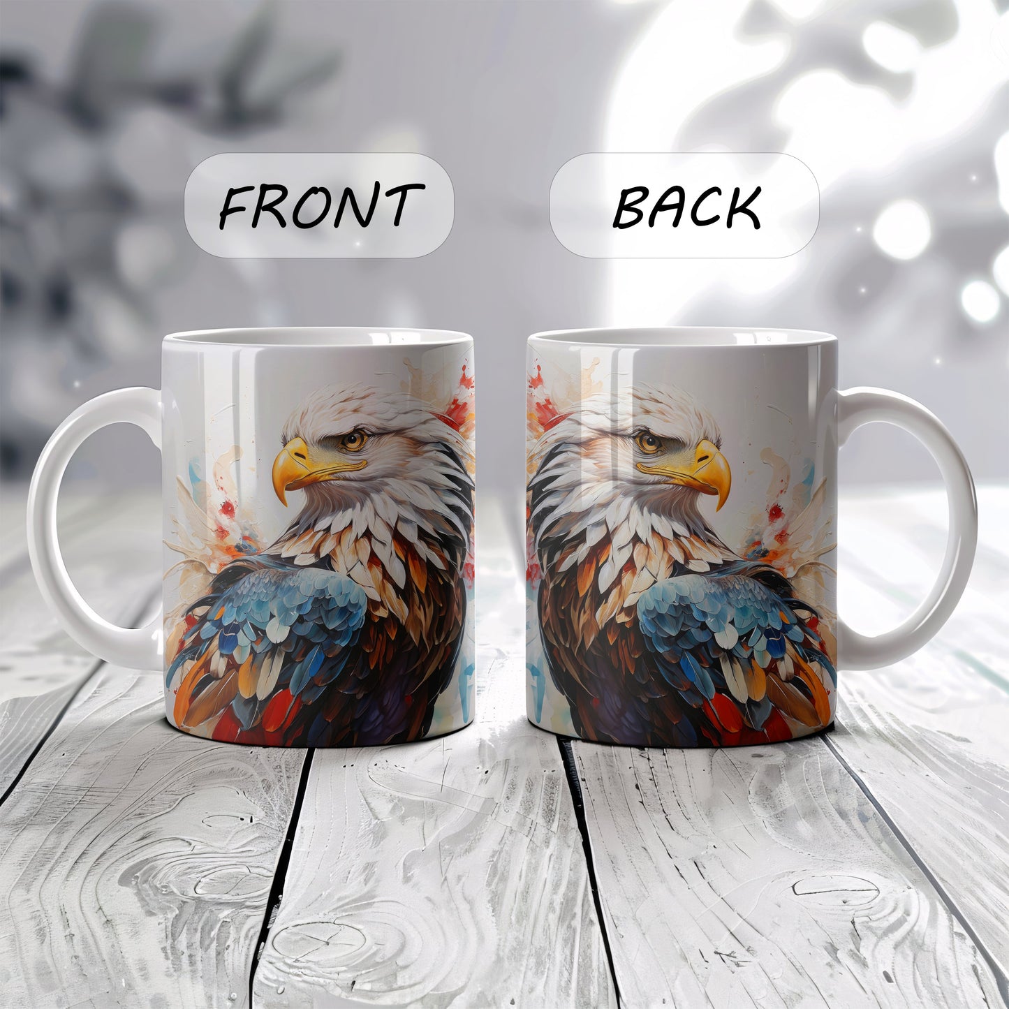 Colorful Bald Eagle Ceramic Mug, Patriotic Fourth Of July Gift