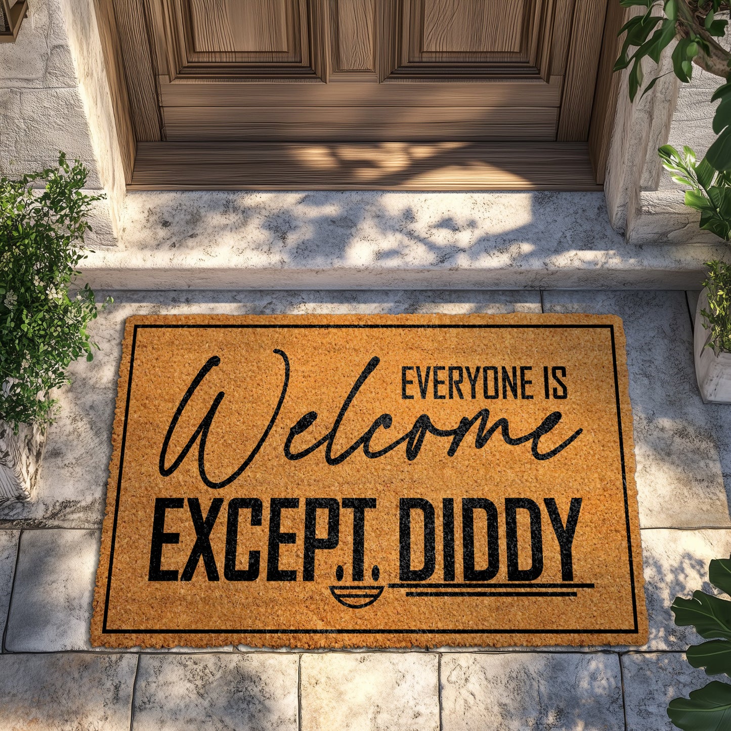Rapper quote doormat, funny pop culture welcome mat, housewarming meme.