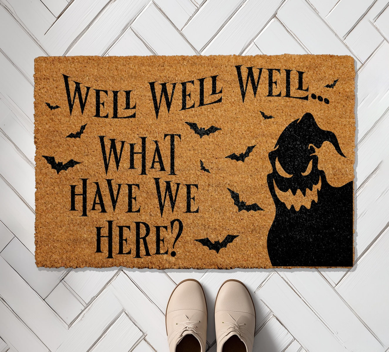 Spooky Bat Porch Rug, Nightmare Inspired Coir Mat for Halloween