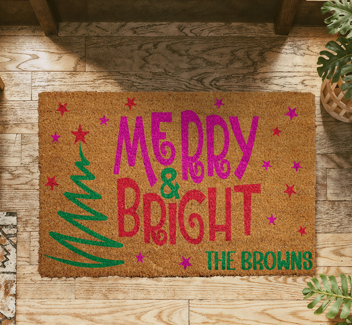 Custom Family Name Christmas Doormat, Festive Home Entrance Decor!