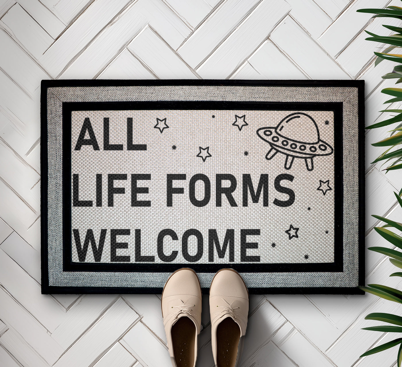 Quirky Sci-Fi Doormat - Welcome All Life Forms Home
