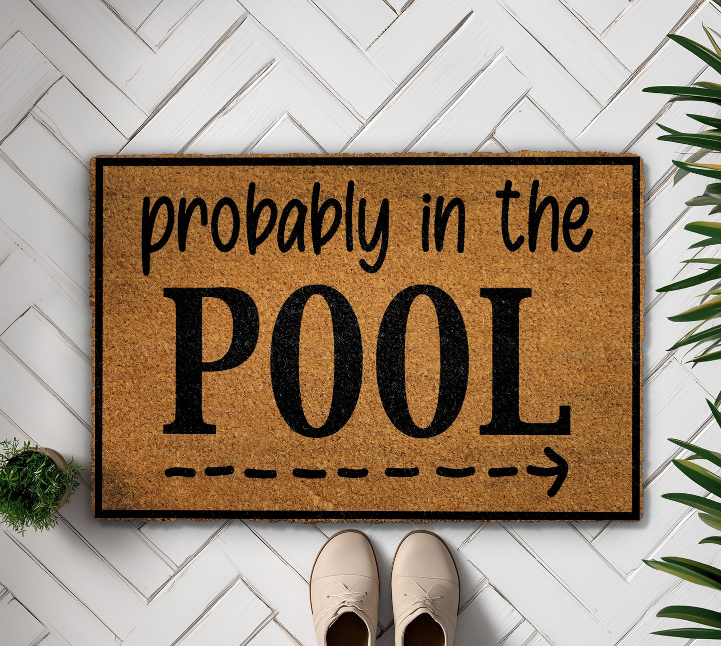 Summer Fun: Probably In The Pool Doormat, Poolside Decor