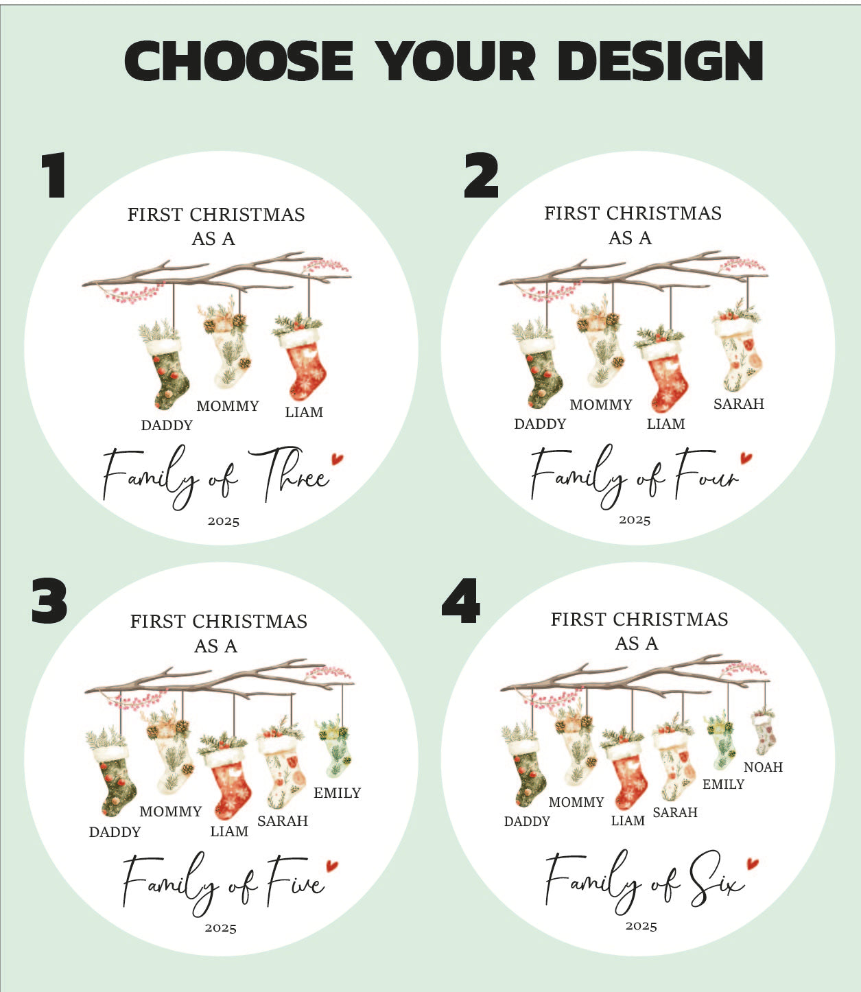 First Christmas as Family of ..., Personalized Keepsake Ornament, New Parents Xmas Gift