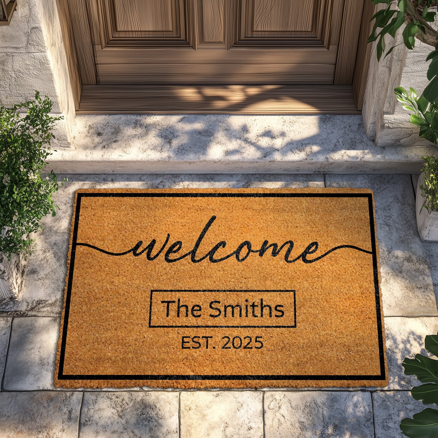 Personalized Family Welcome Doormat, Established Date, Front Porch Decor