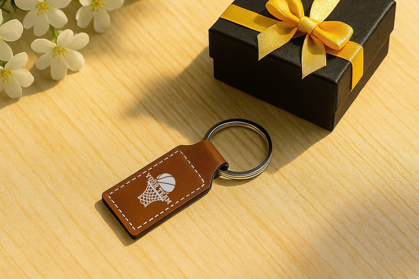 Engraved Basketball Key Tag, Personalized Team Gift - Custom Keychain
