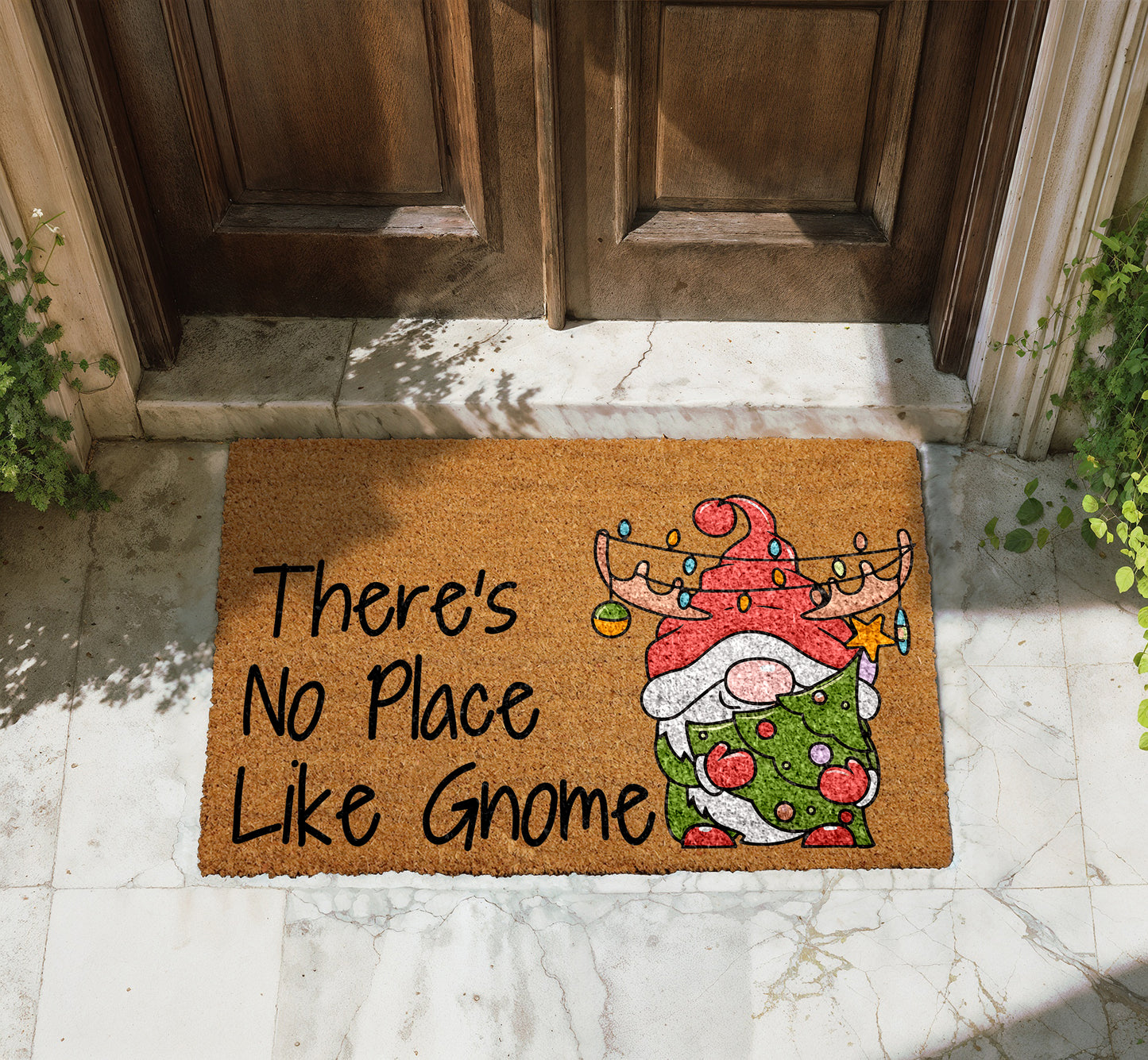 Cheerful Gnome Doormat: Festive Holiday Welcome for Your Front Porch!