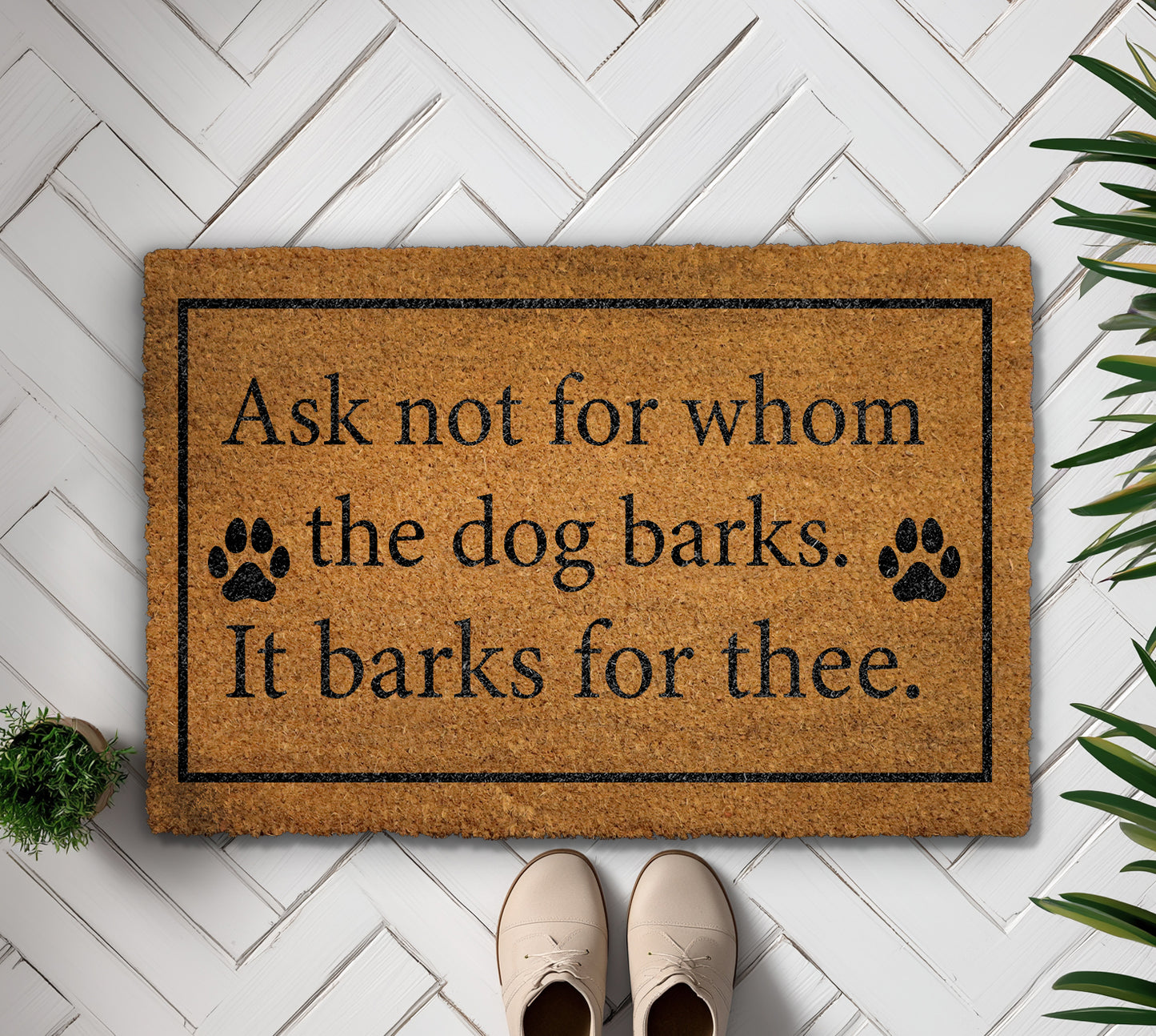 Whom The Dog Barks Welcome Mat, Funny Humorous Quote