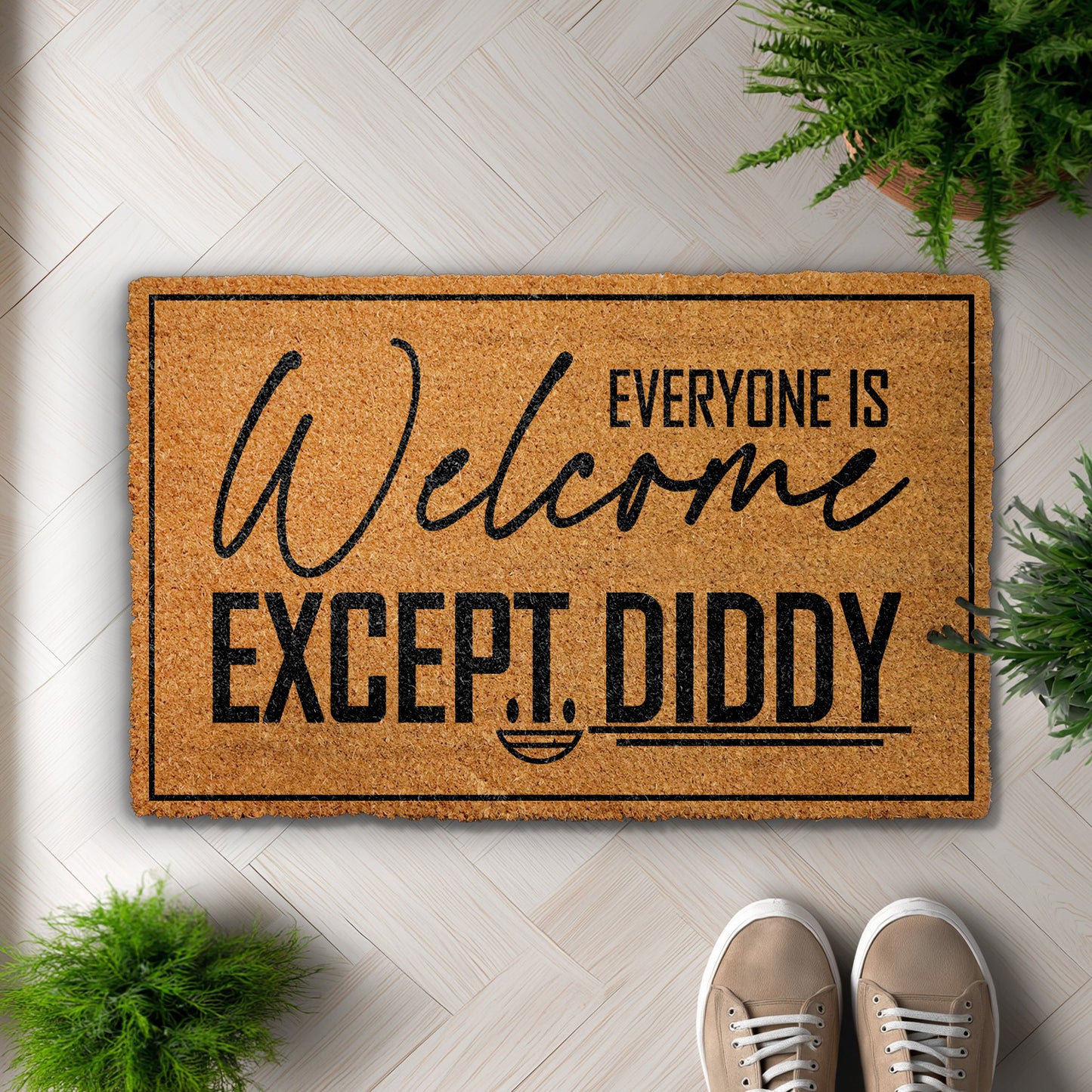 Rapper quote doormat, funny pop culture welcome mat, housewarming meme.