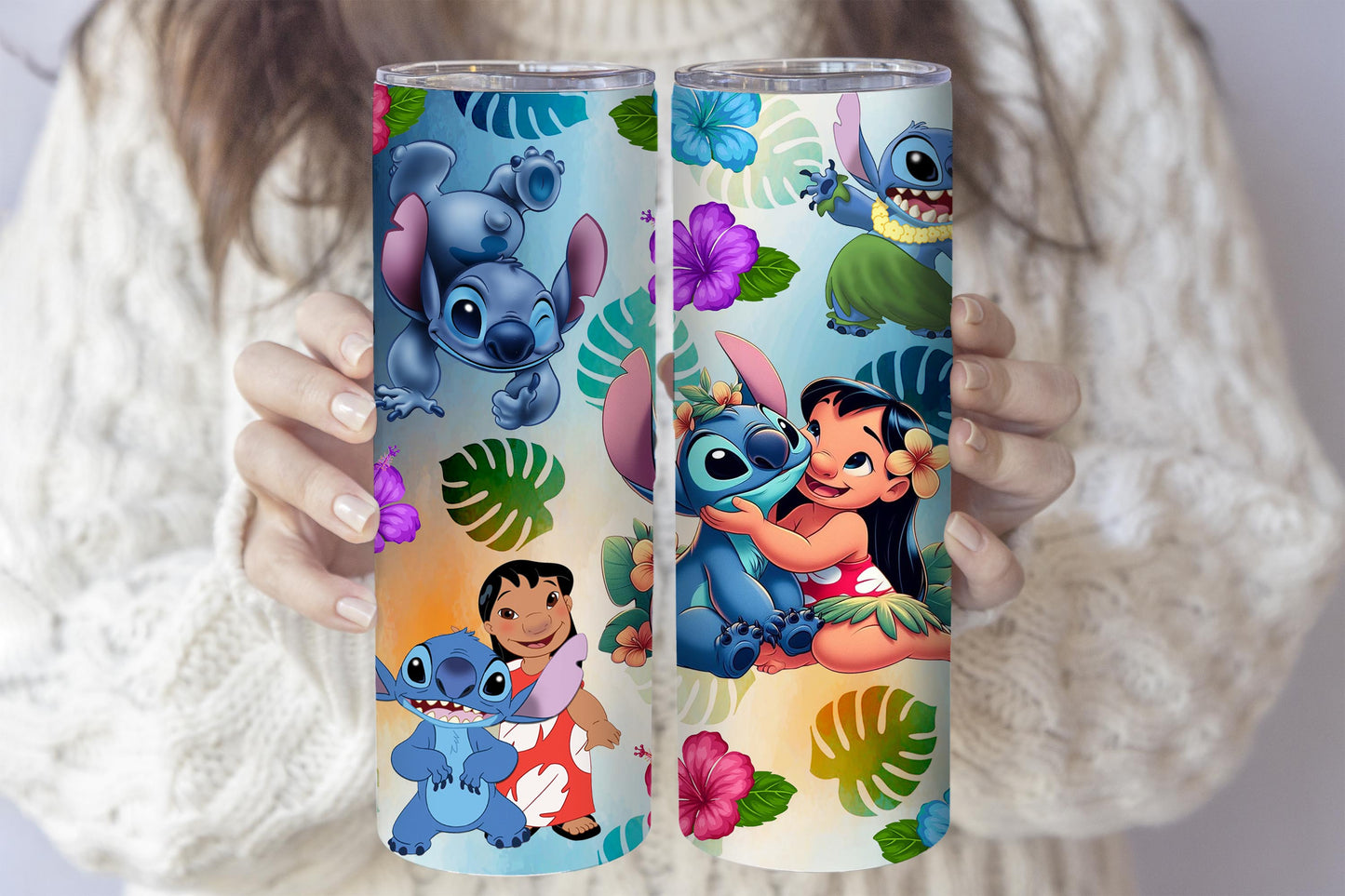 Ohana Tumbler: Disney Inspired Best Friends Travel Mug, Hawaiian Themed