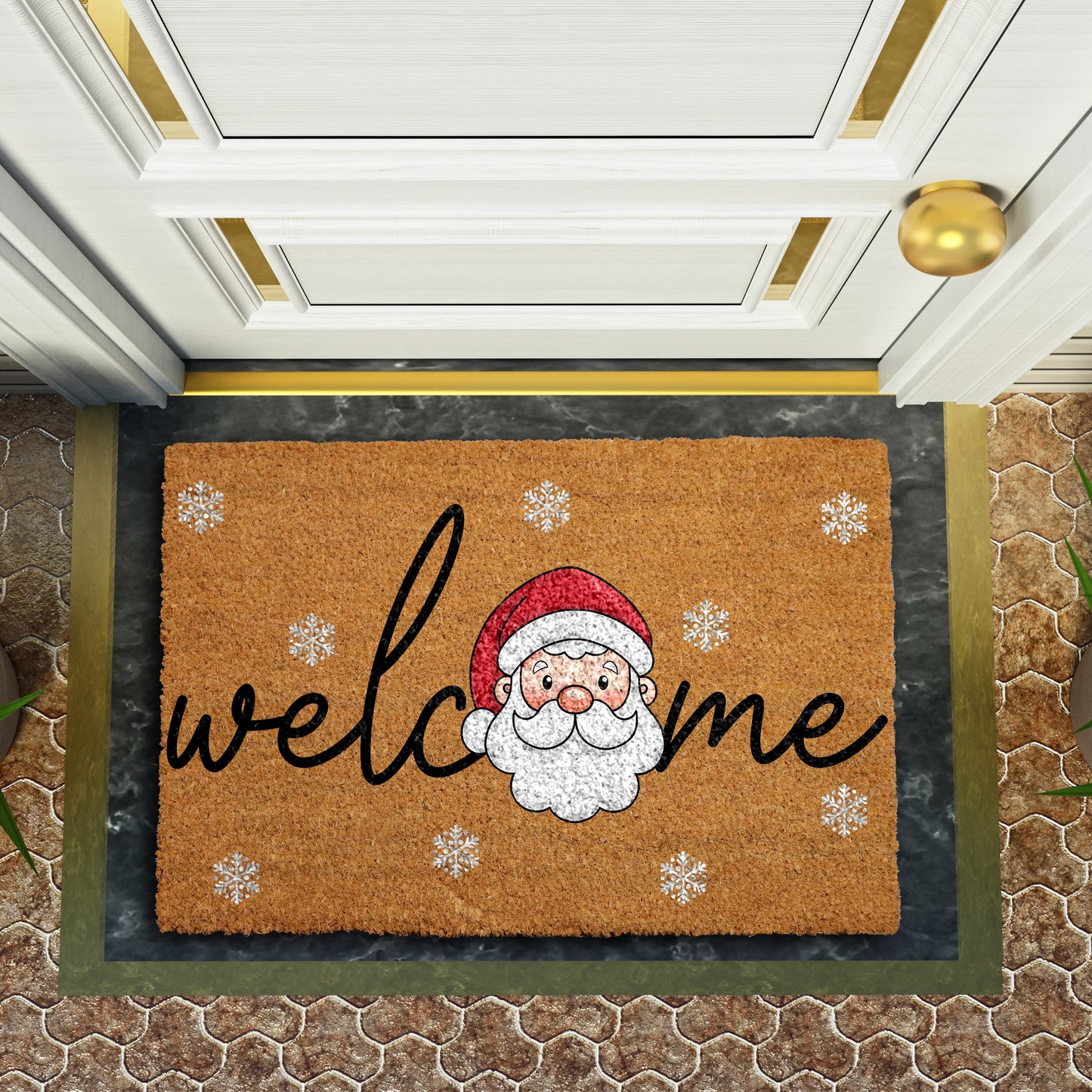 Cheerful Santa Doormat: Festive Entry Decor & Adorable Housewarming Gift