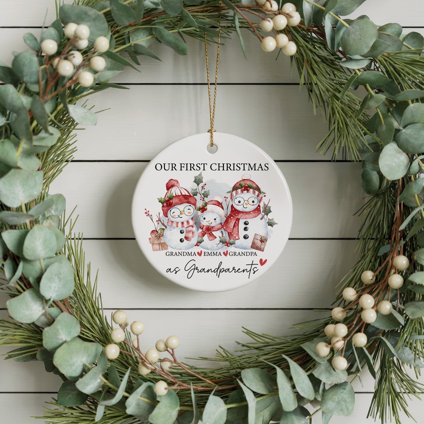 Celebrate First Christmas as Grandparents with Snowmen Family Ornament