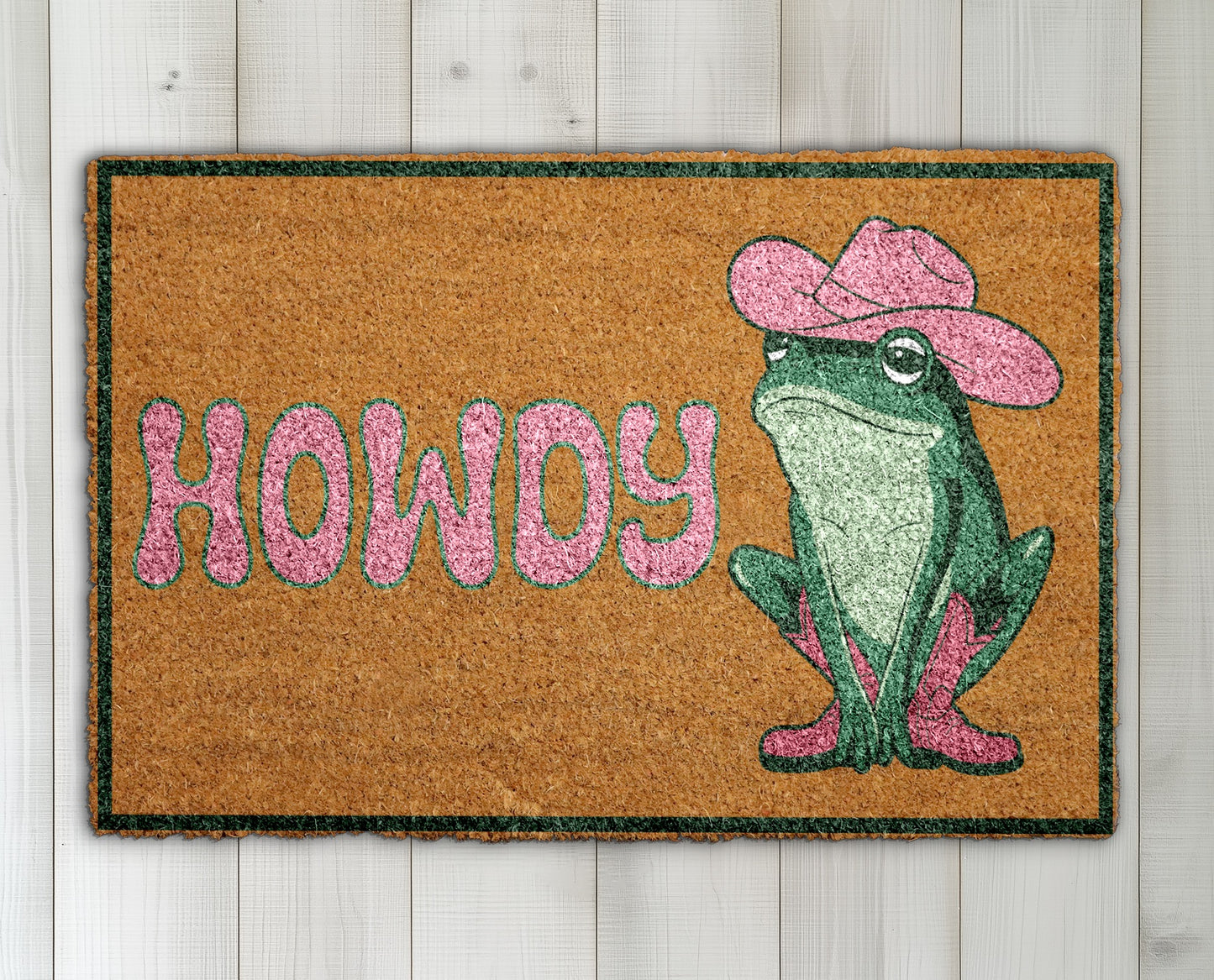 Cowboy Frog Doormat, Cowgirl Welcome Mat - Whimsical Western Toad Rug