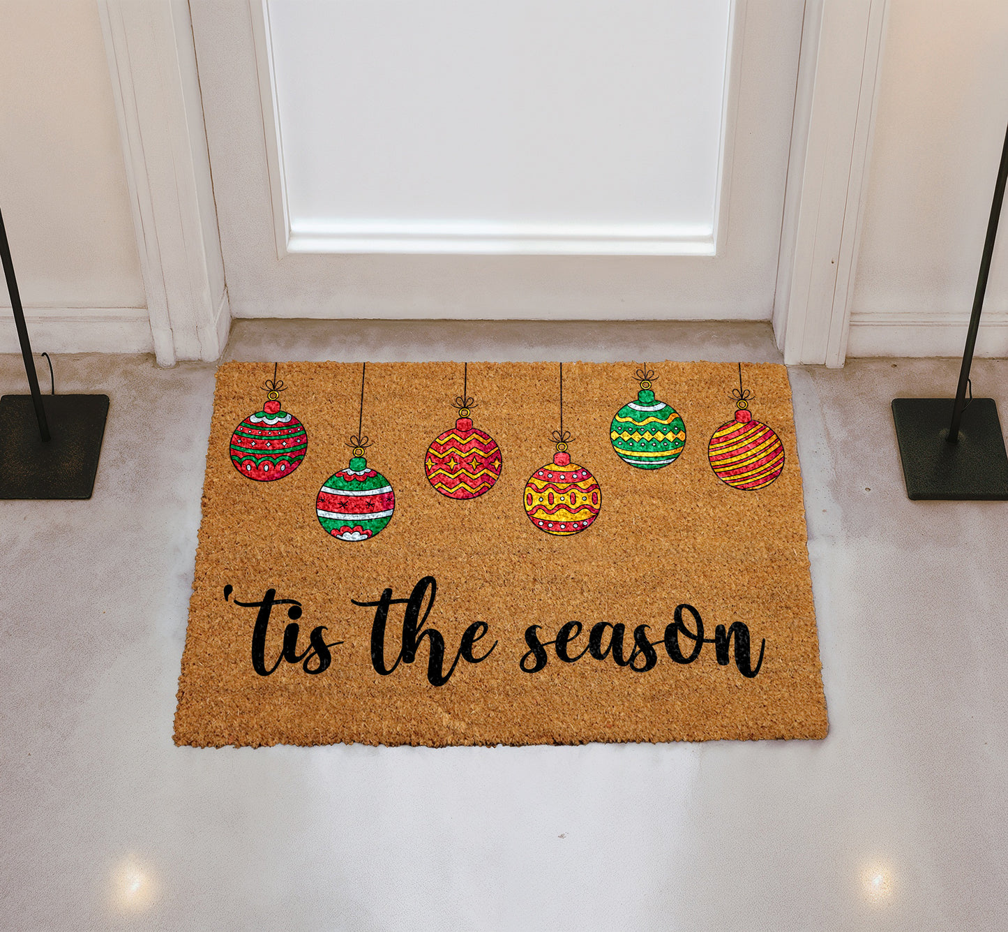 Festive Holiday Doormat, Christmas Ornaments, Xmas Housewarming Gift, Funny Coco Mat