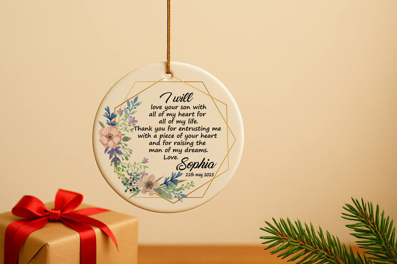 Parents of the Groom Gift, Wedding Keepsake from Bride Ornament