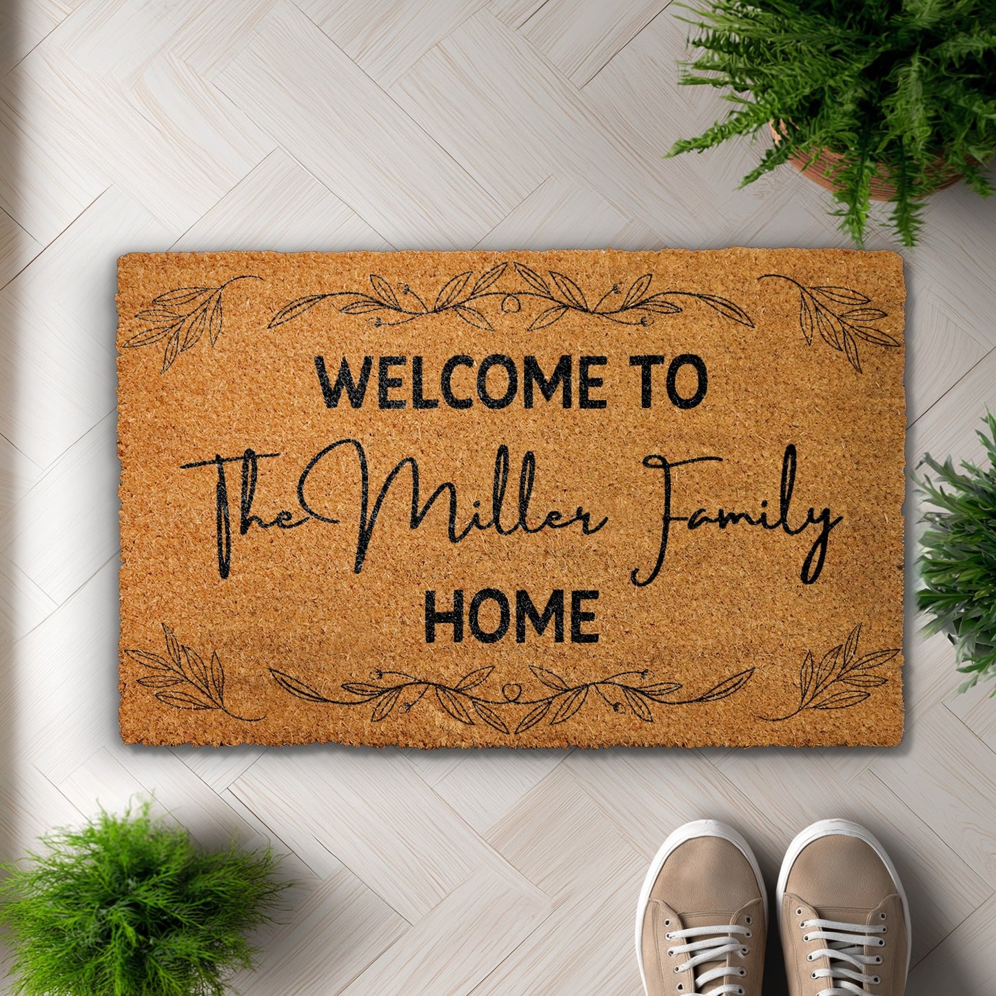 Personalized Family Name Doormat, Custom Last Name Front Porch Decor