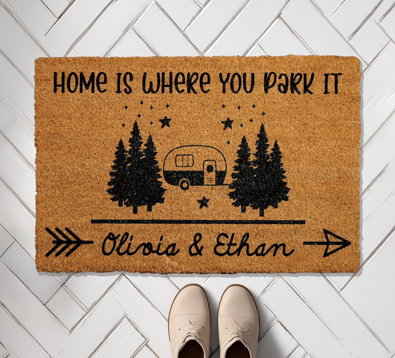 Personalized Camper Doormat, Ideal for Camping Lovers and Travelers.