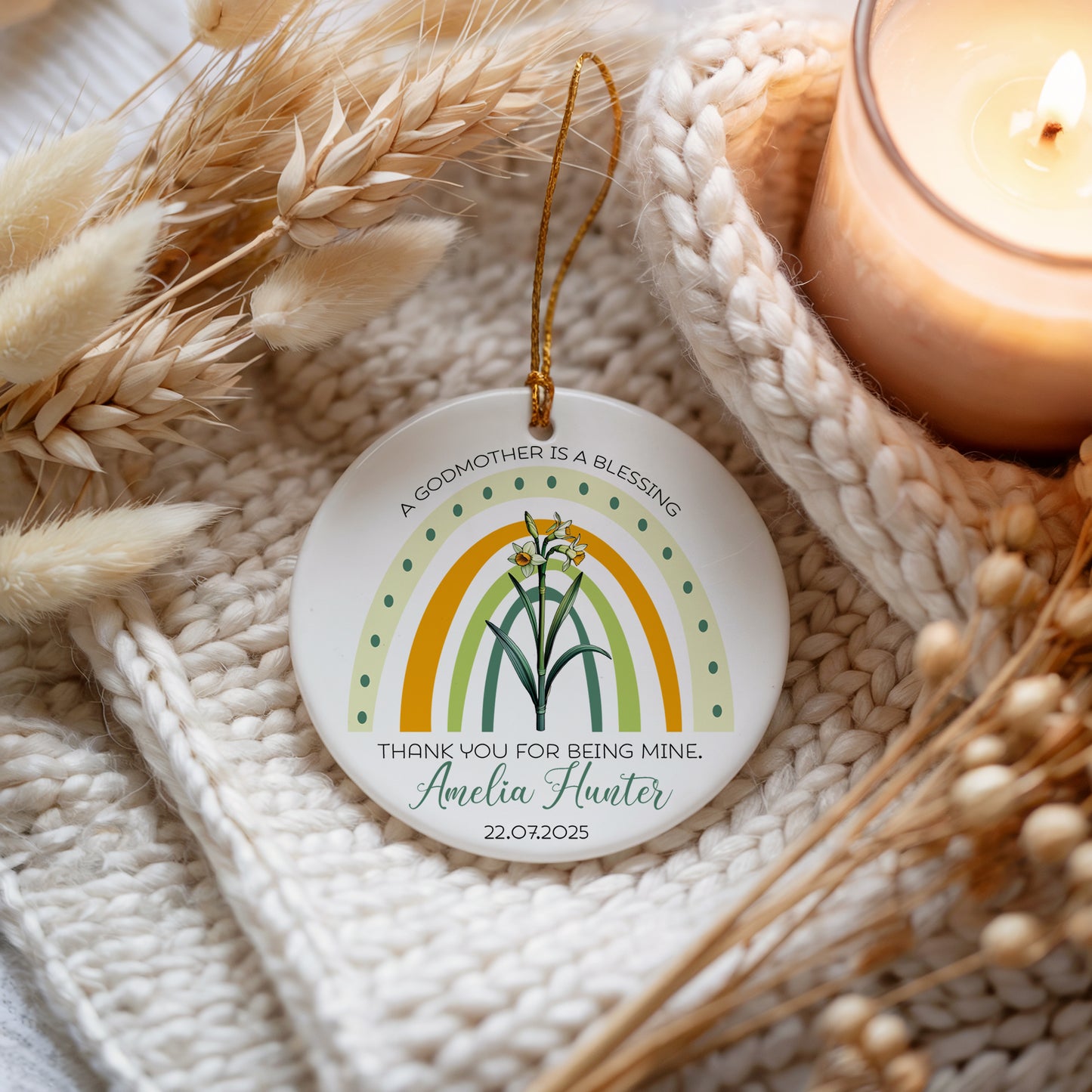 Thank You Godmother Ceramic Ornament, Baptism Keepsake, Proposal Souvenir