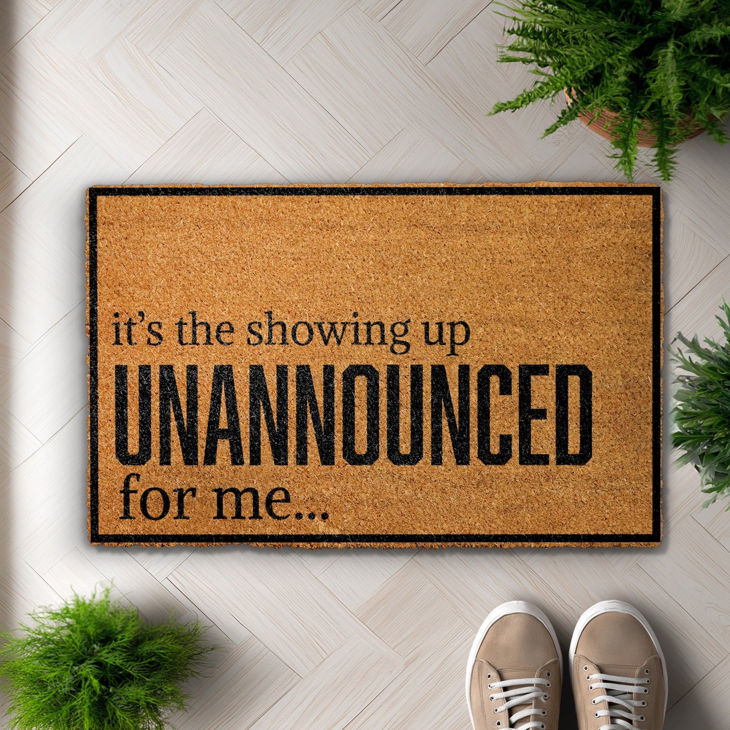 Welcome Unexpected Guests with a Humorous Unannounced Visit Mat